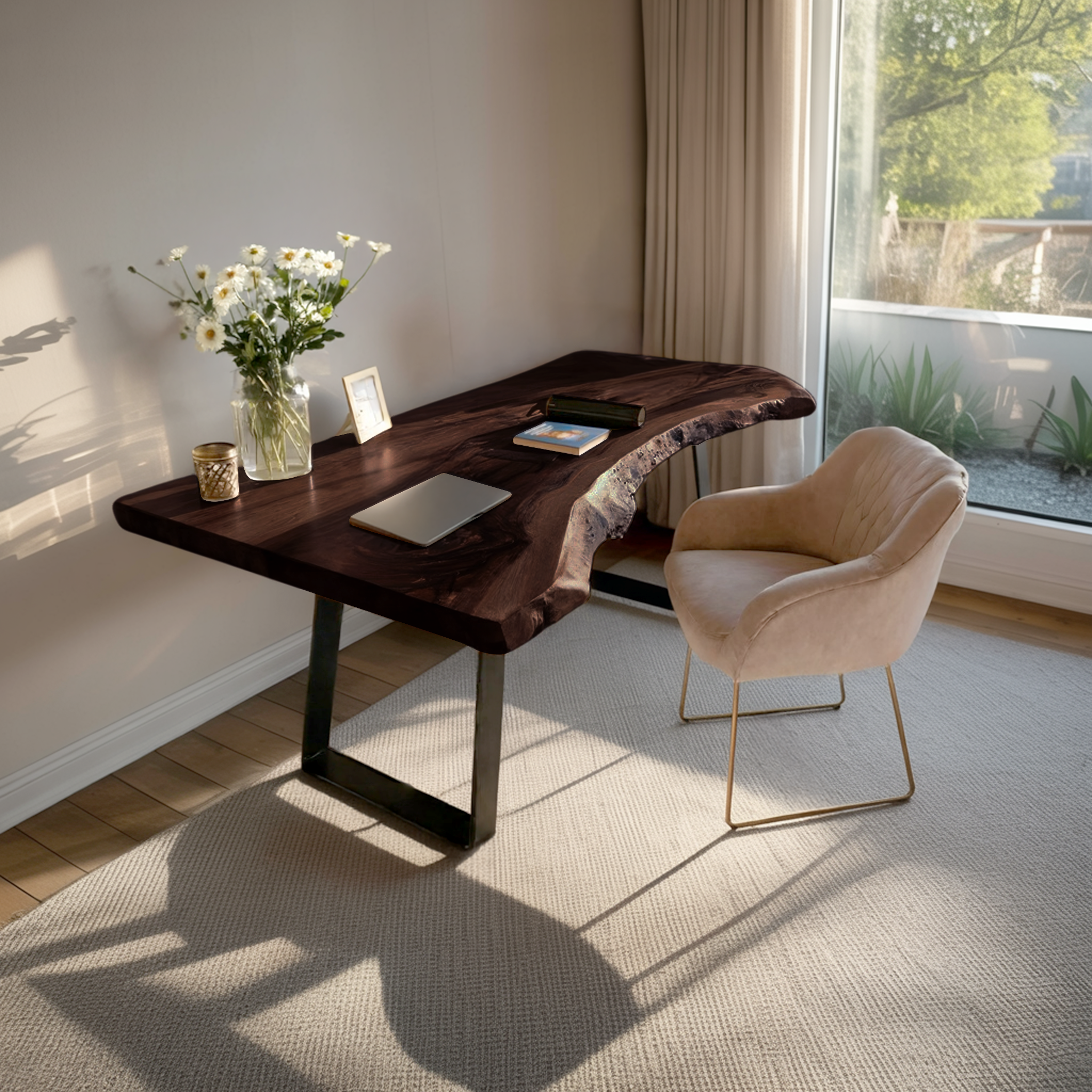 Mid Century Live Edge Wood Desk For Home Decor SILDTTNDE021