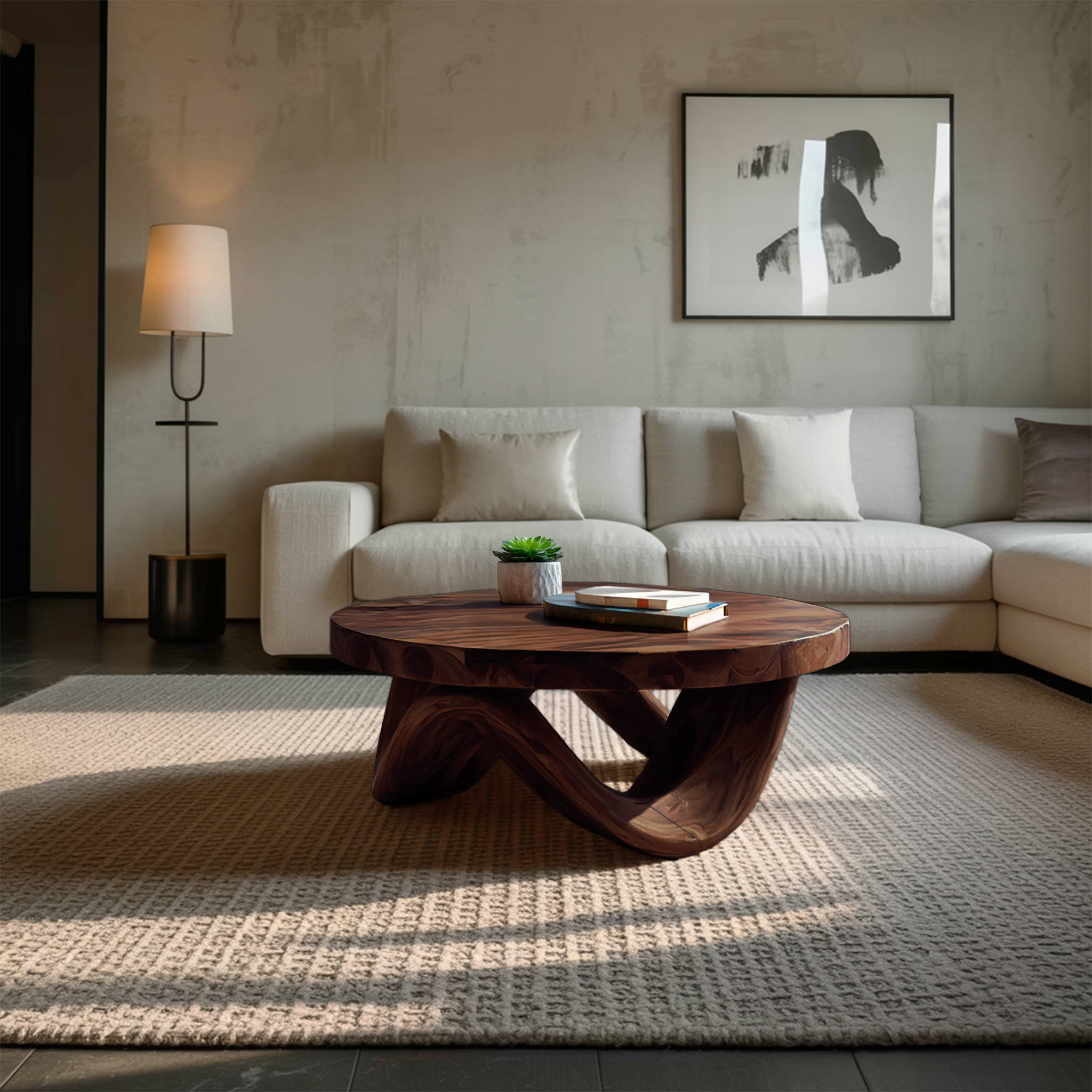 Modern Sculptural Coffee Table With Curved Base For Living RTTHTTCF041