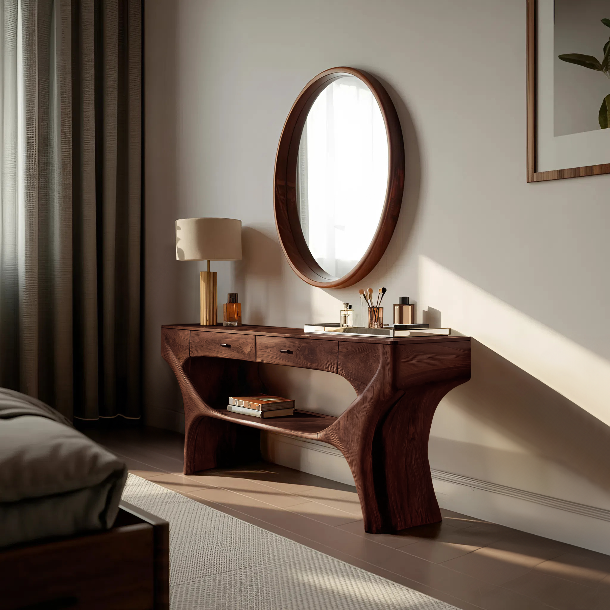 Artistic Handmade Vanity Table With Drawers For Bedroom SITHTTMV002