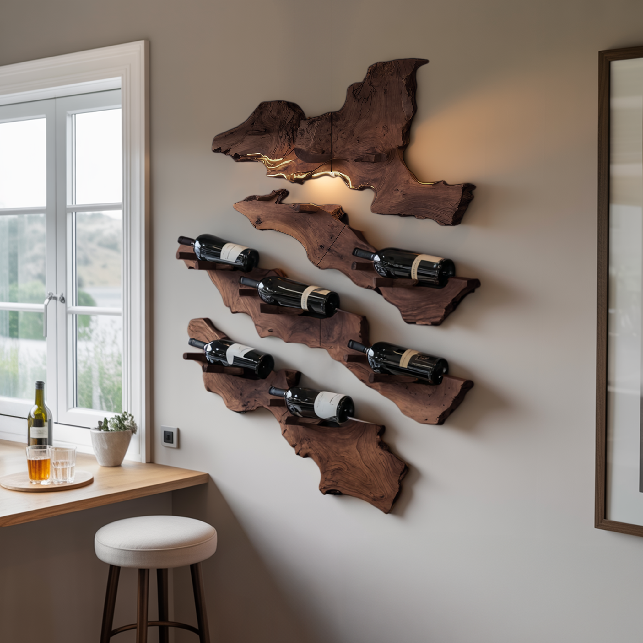 Handcrafted Wooden Live Edge Wine Holder For Bar Decor Ideas SILDTTRWH057