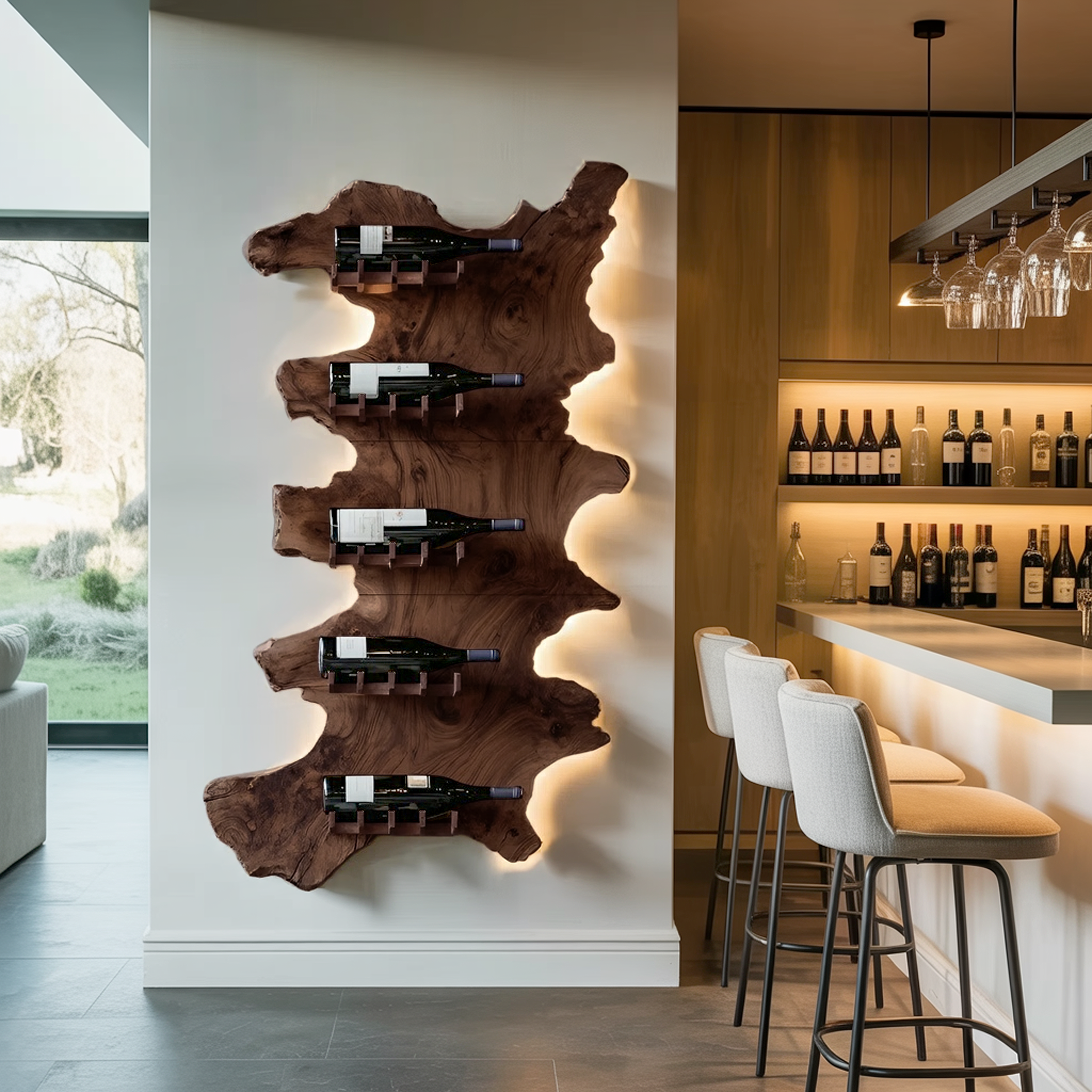 Mid Century Wooden Wine Rack For Bar Decor And Wine Storage SILDTTRWH047