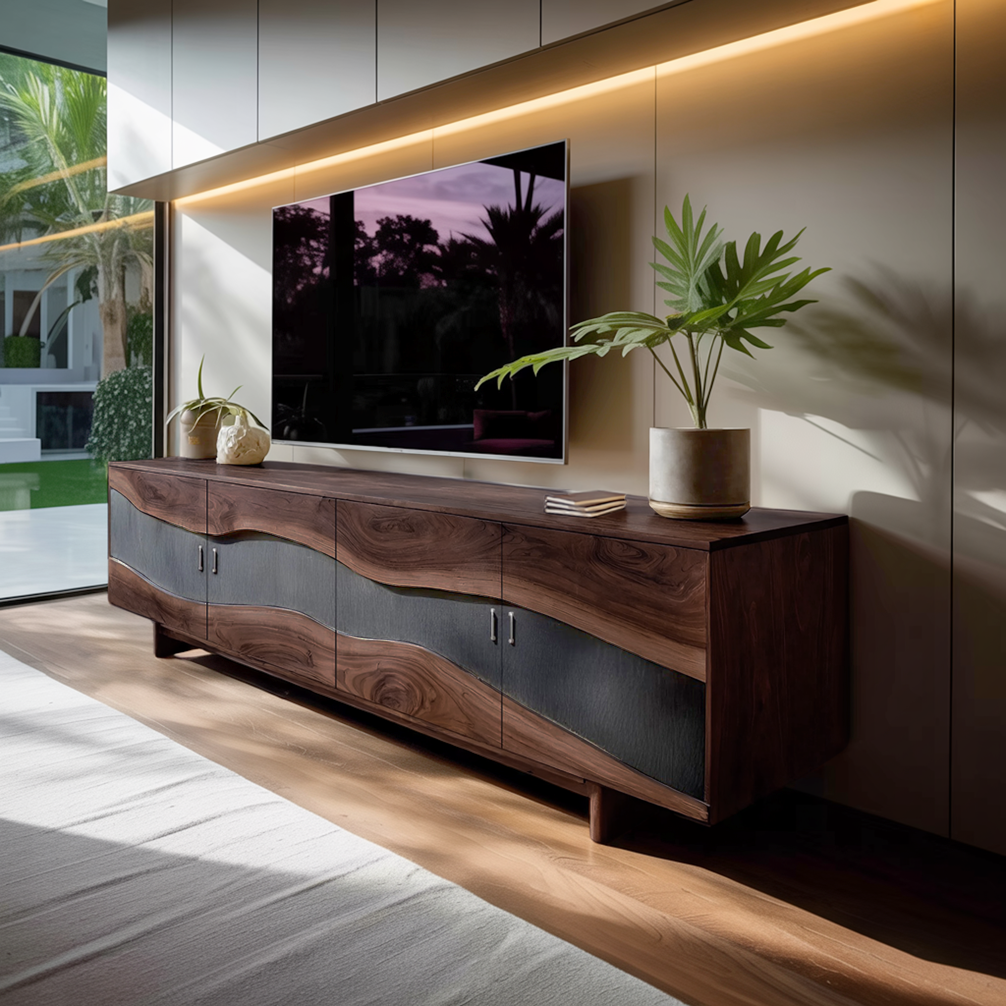 Modern Solid Wood TV Stand For Furniture Decor SILDTTNTVC109