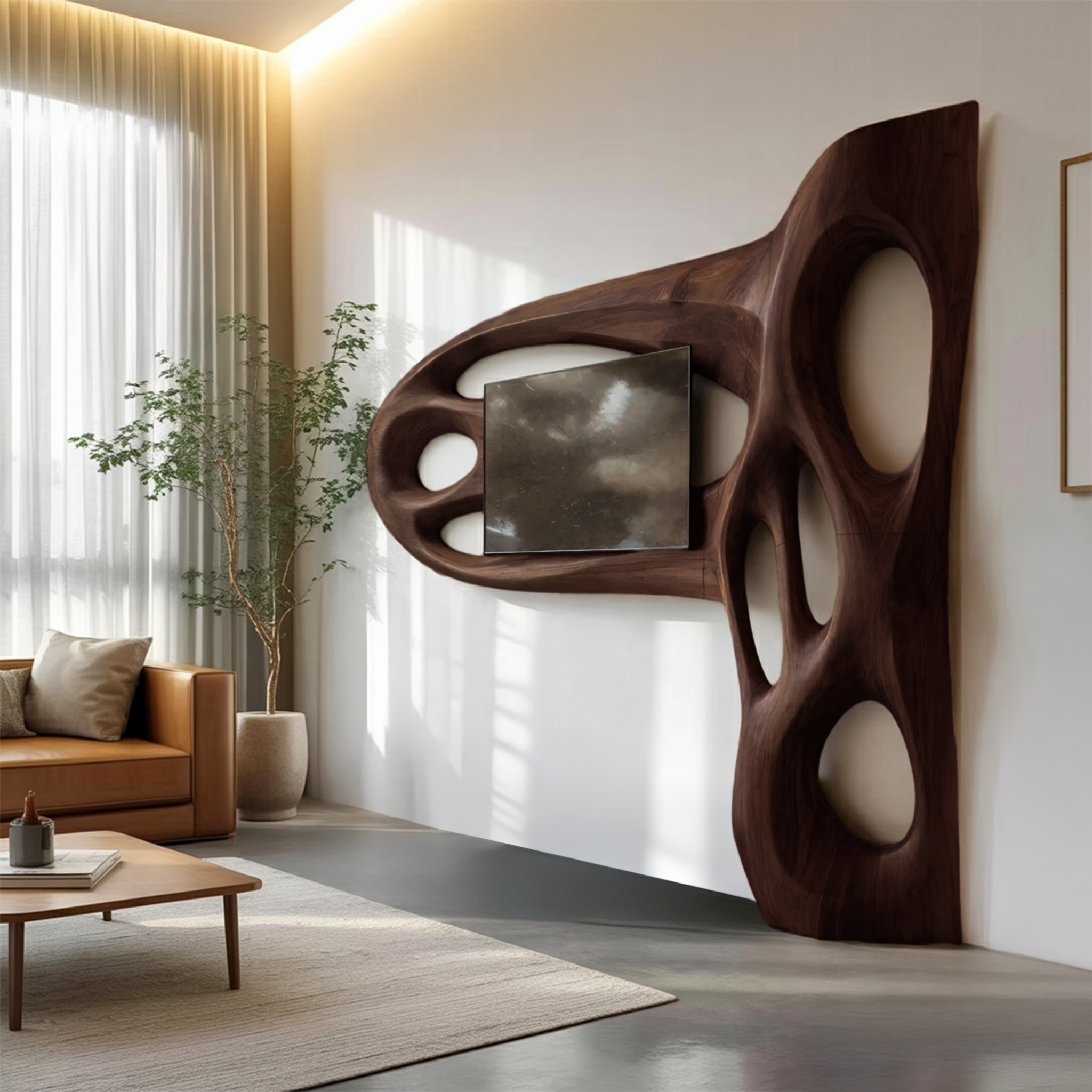 Contemporary Sculptural TV Frame For Living Room Decor SITHHNTVC039