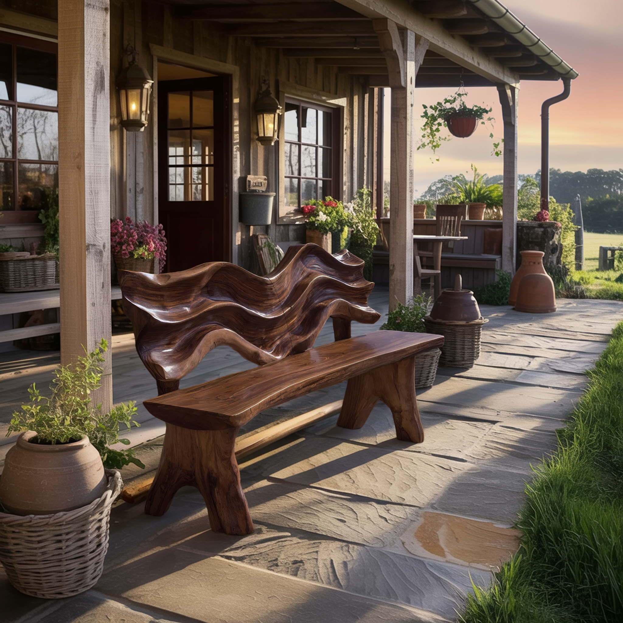 Rustic Live Edge Bench For Entryway Accent Seating SILDTTRBEN033