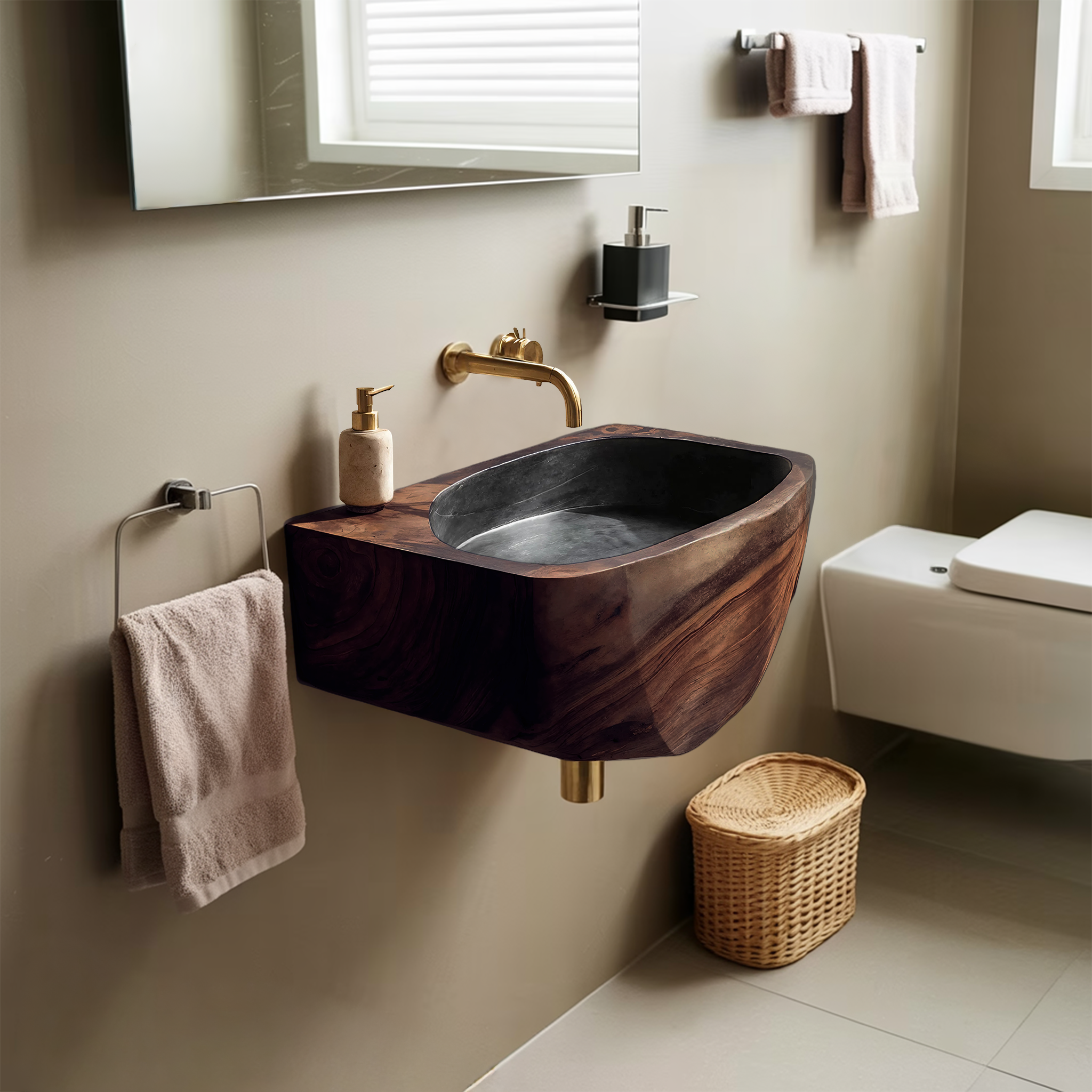 Modern Solid Wood Vanity Sink For Minimalist Bathroom Design SILDTTNVS032