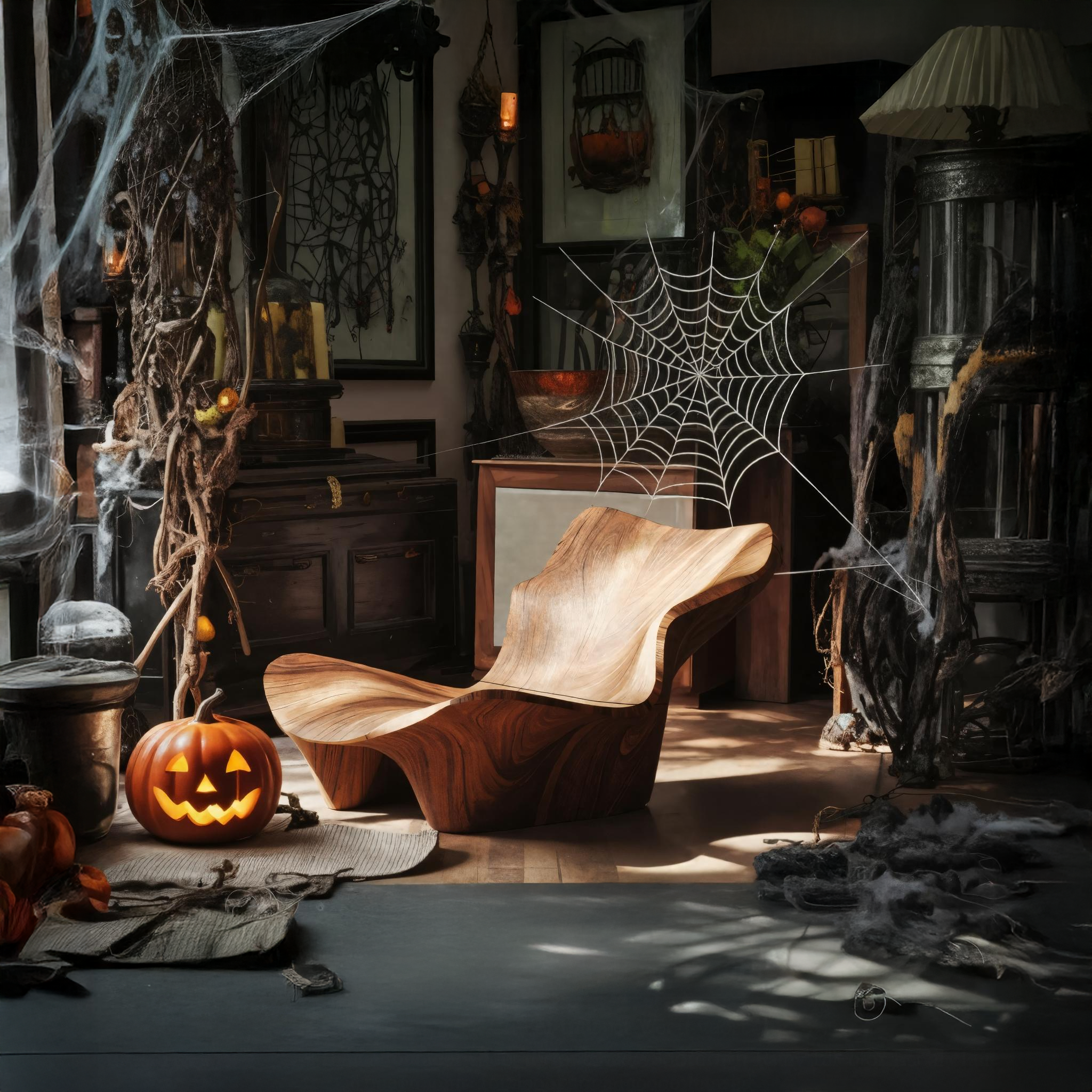 Modern Wooden Live Edge Accent Chair For Living Room Halloween Decor SILDTTNHA001
