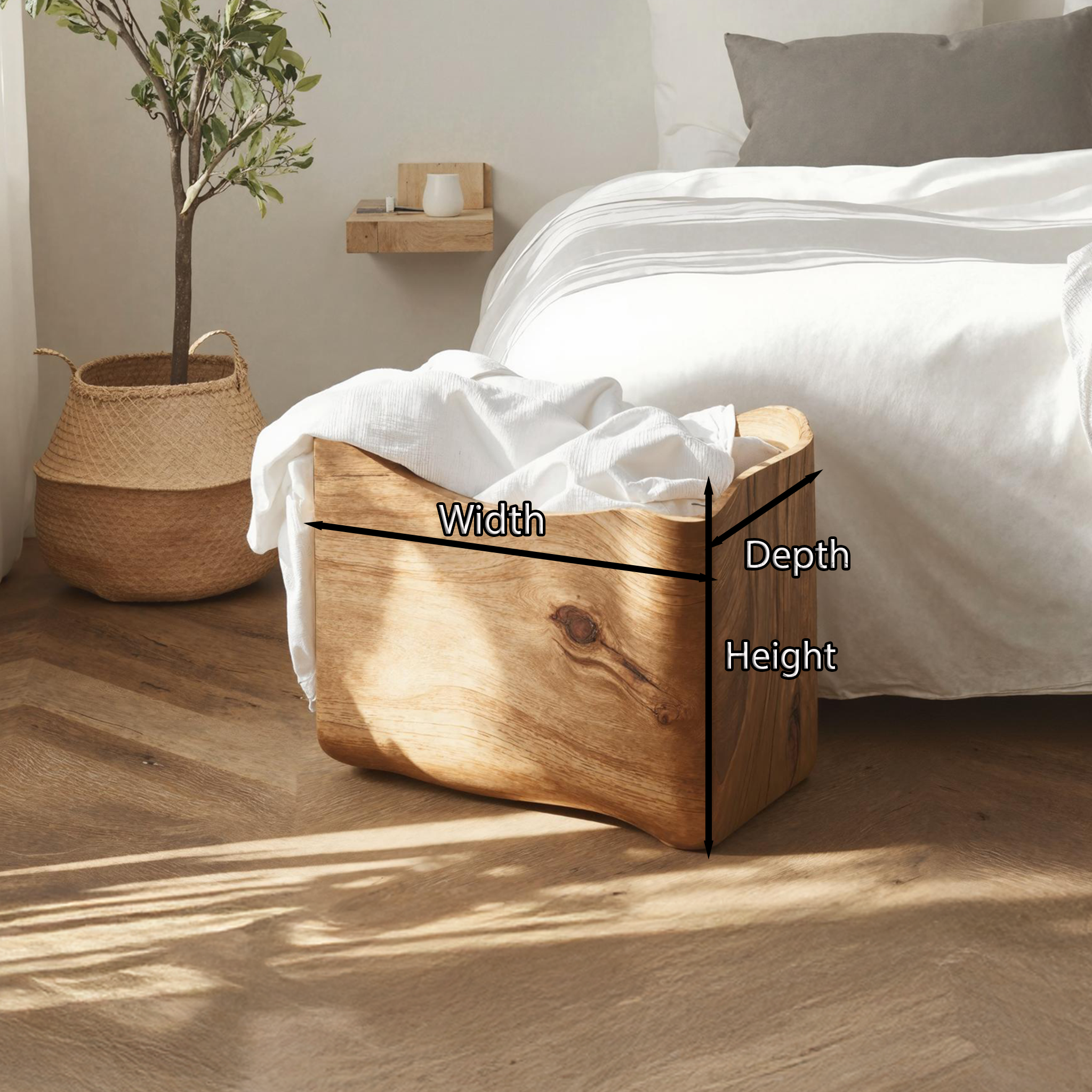 Mid Century Solid Wood Storage Bin For Living Room Decor SILDTSBN001