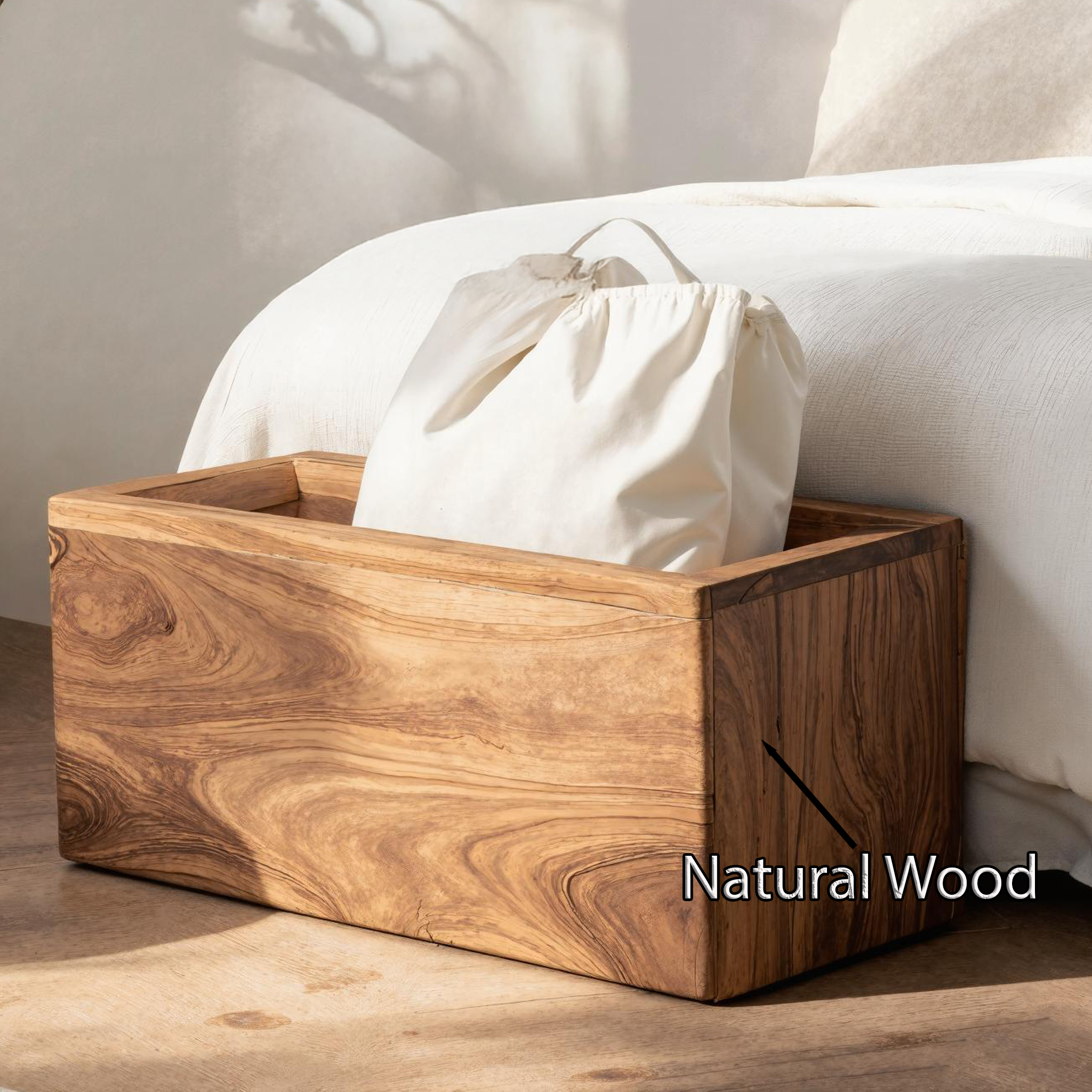 Farmhouse Solid Wood Storage Bin For Bedroom Organization SILDTSBN003