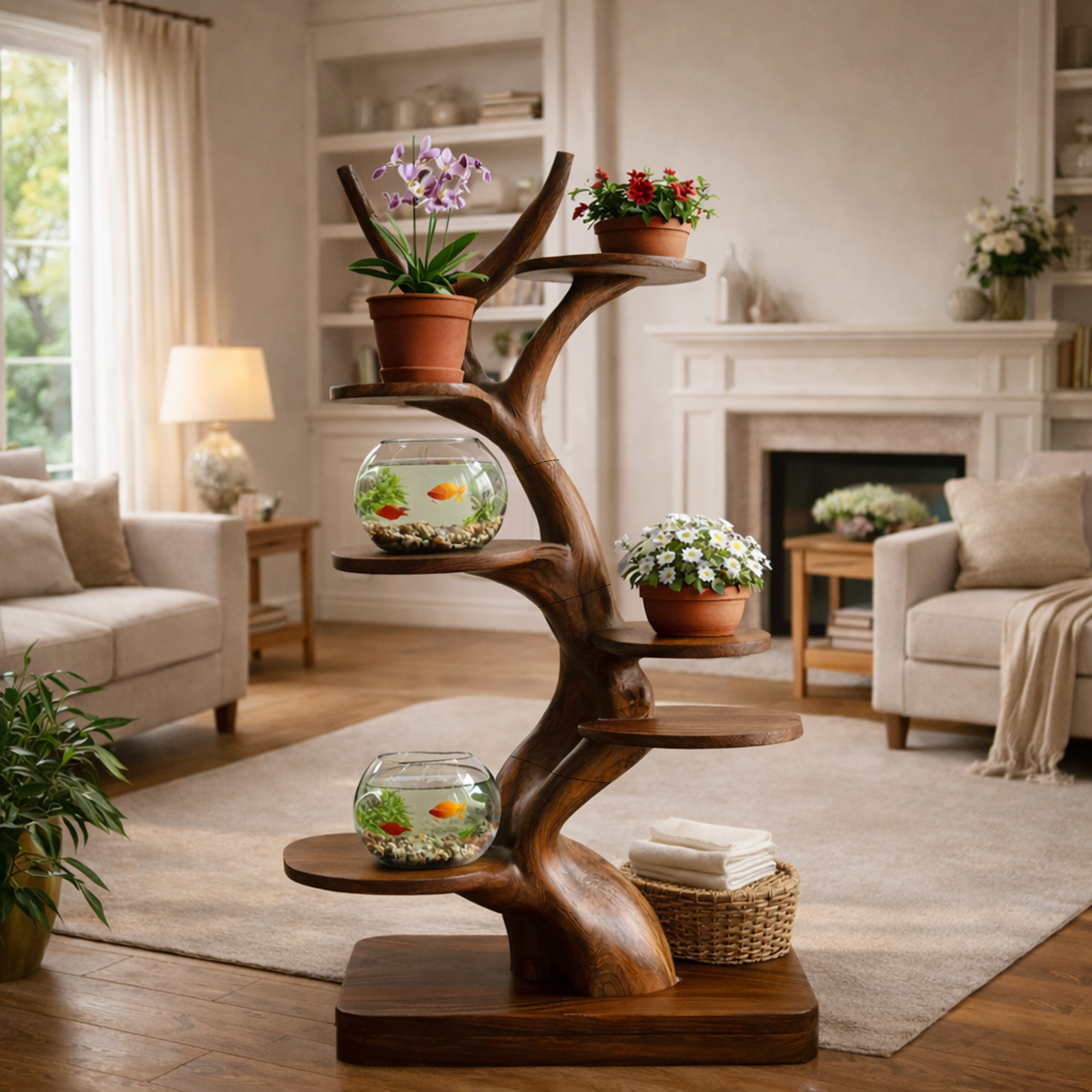 Rustic Tree Style Plant Display Living Room SINLKITT109