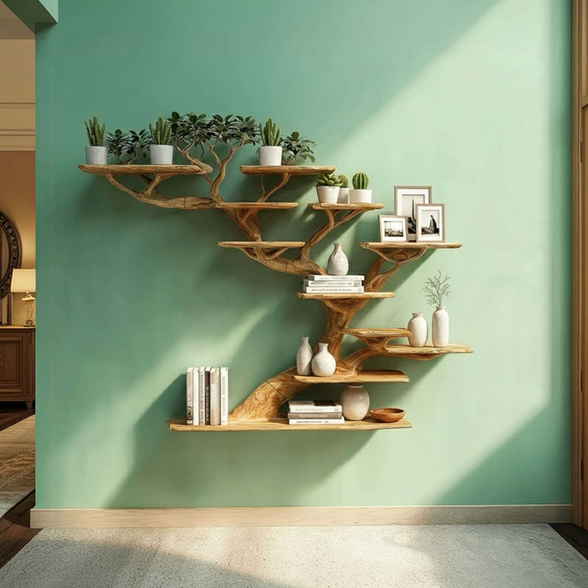 Rustic Organic Branch Shelf Living Room Or Study Room SINLKITB599
