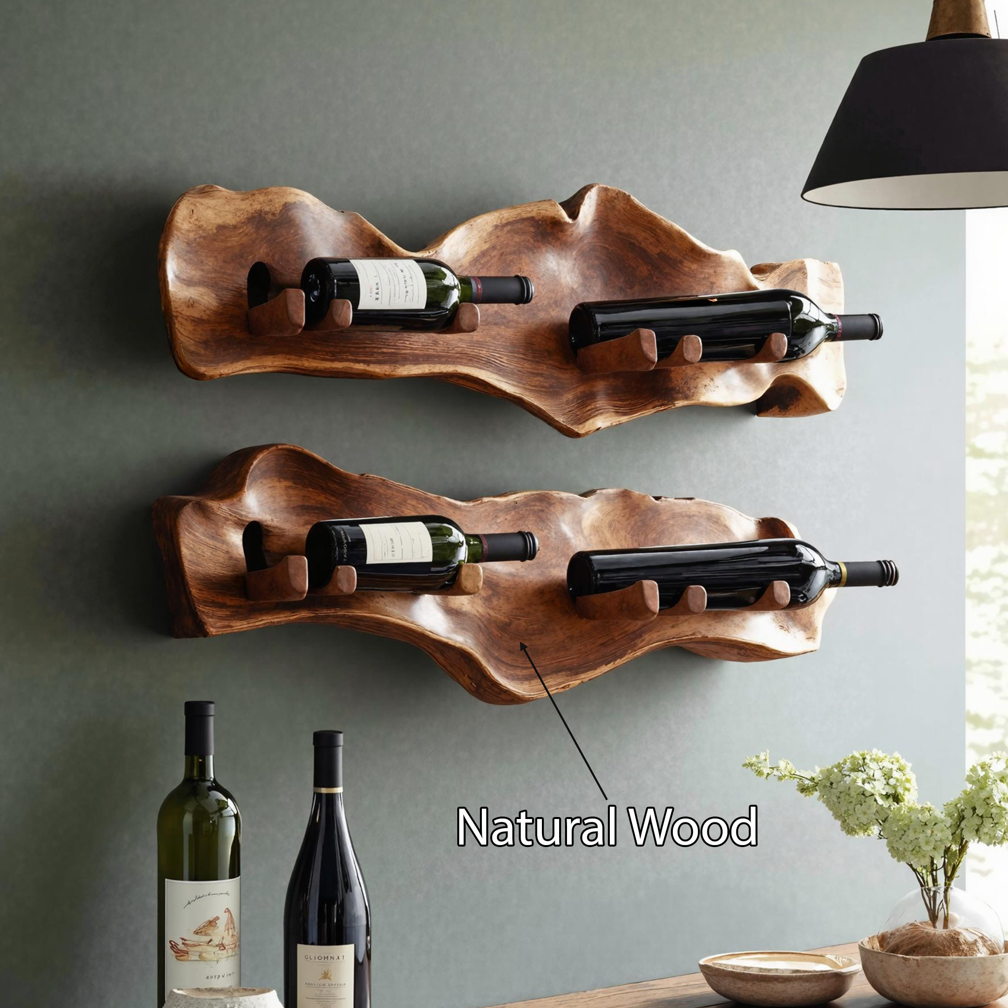 Handcrafted Wine Holder For Kitchen Countertop Style SILDTTNWH007