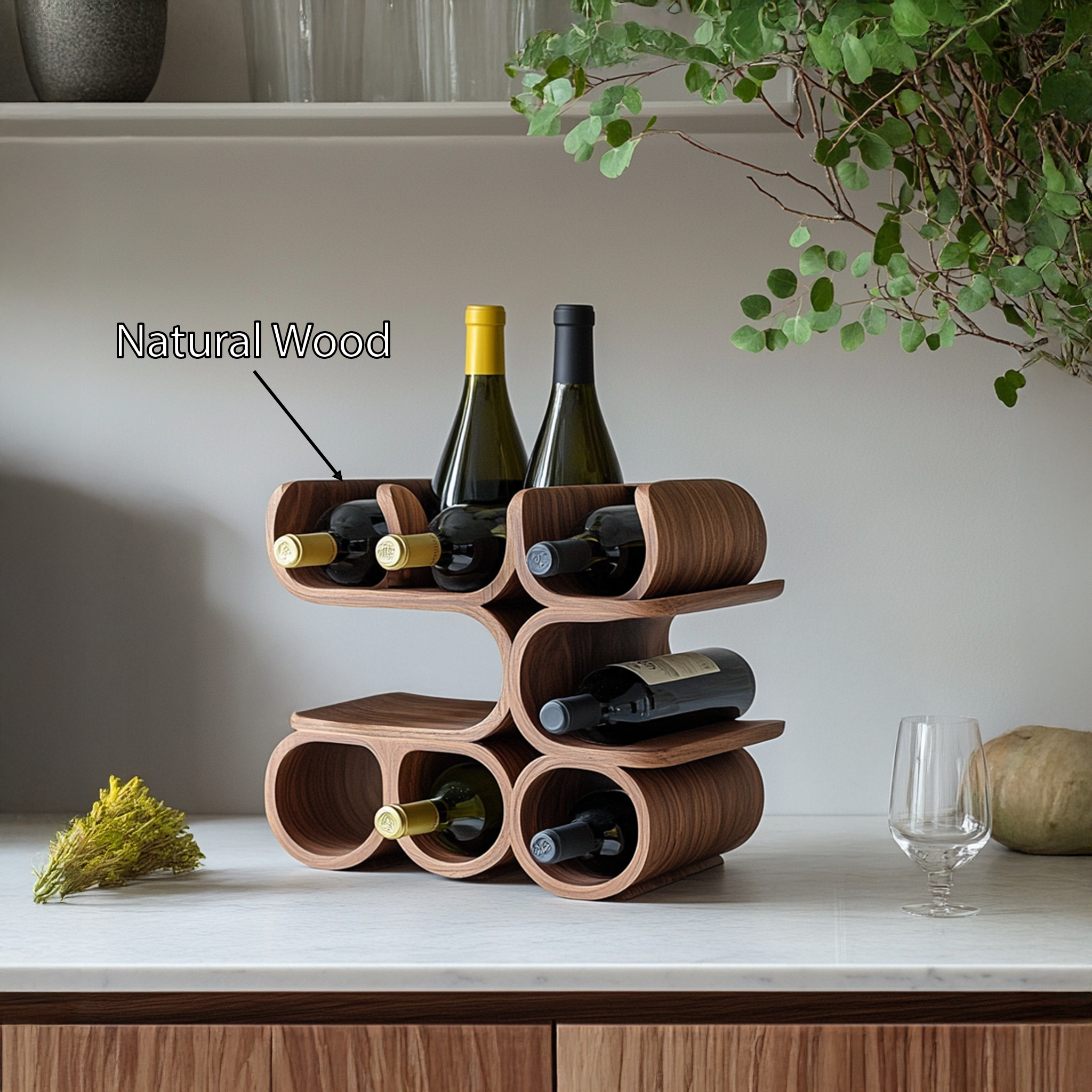 Mid Century Wine Holder For Kitchen Table Display SILDTTRWH009