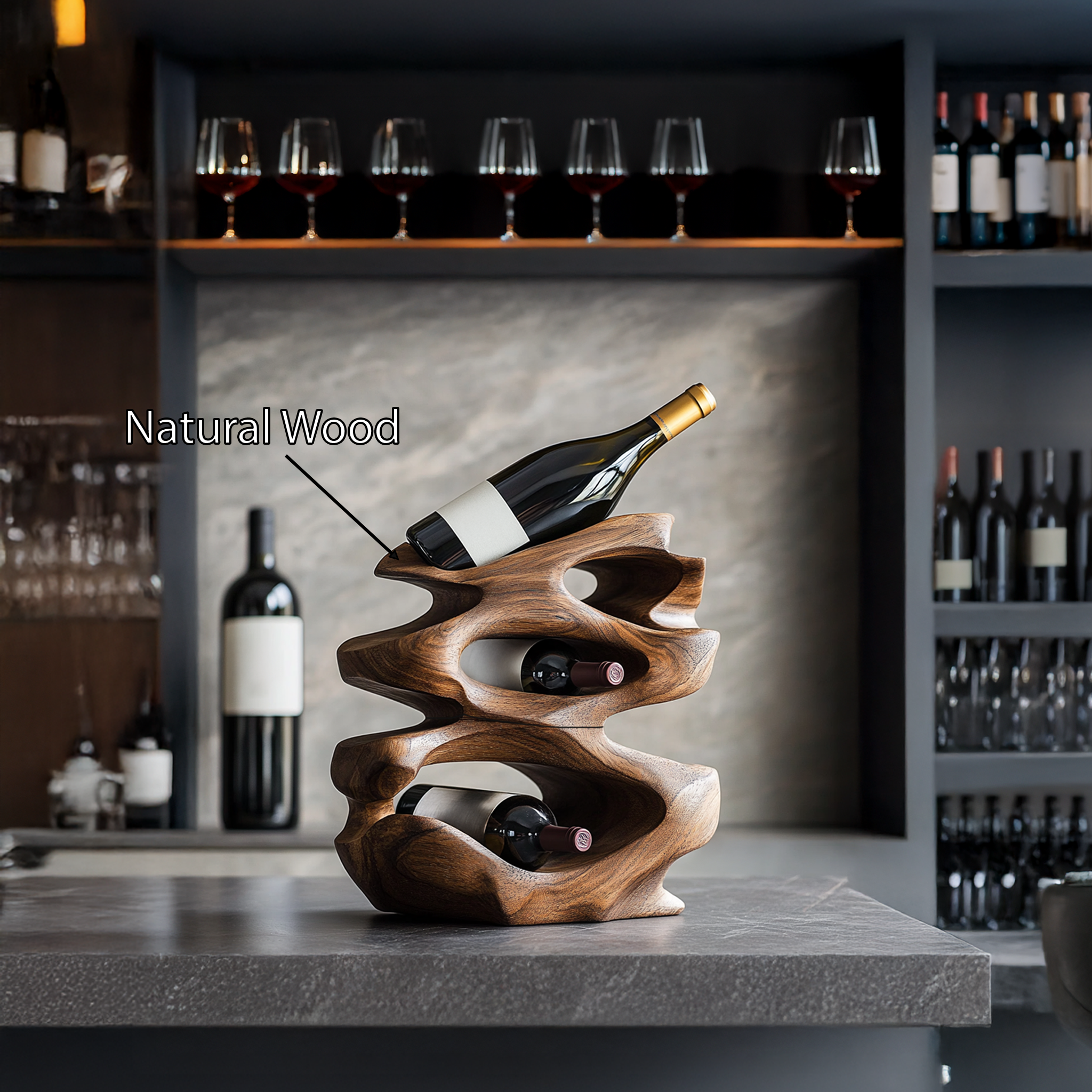 Rustic Wine Rack For Living Room Wine Bar Corner SILDTTRWH010