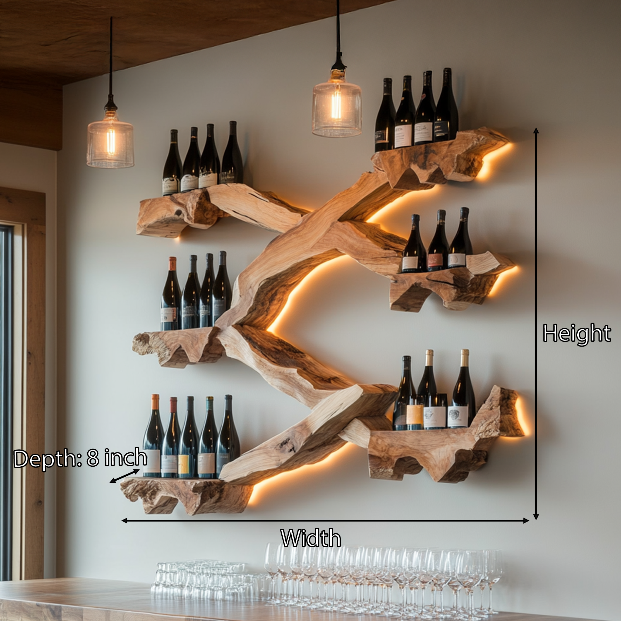 Rustic Wine Stand For Kitchen Vintage Organizer Shelf SILDTTRWH014
