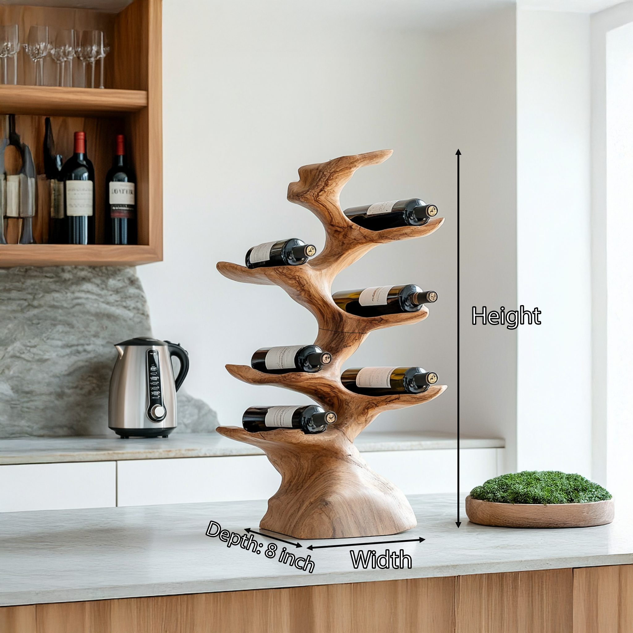 Rustic Wine Holder For Kitchen Home Bar Organization SILDTTRWH018