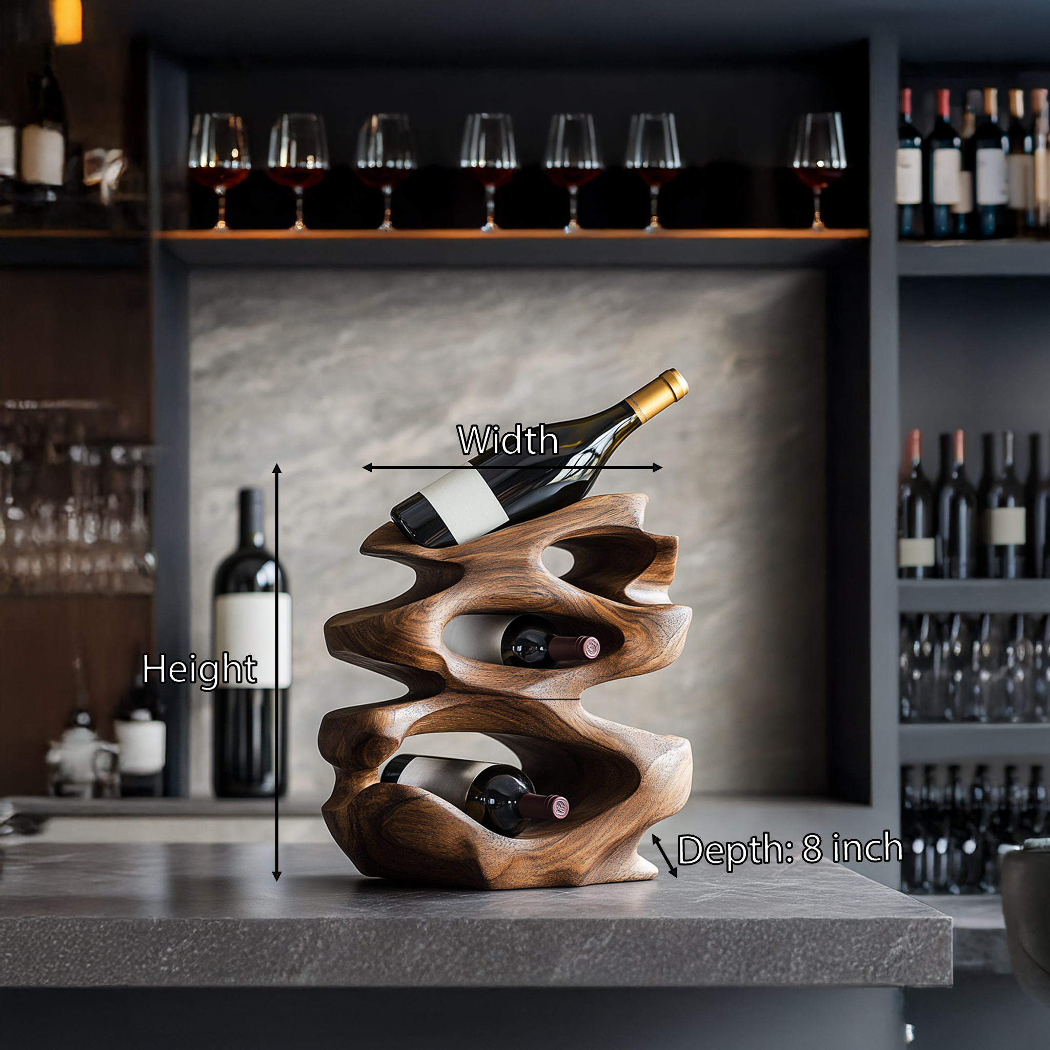 Rustic Wine Rack For Living Room Wine Bar Corner SILDTTRWH010