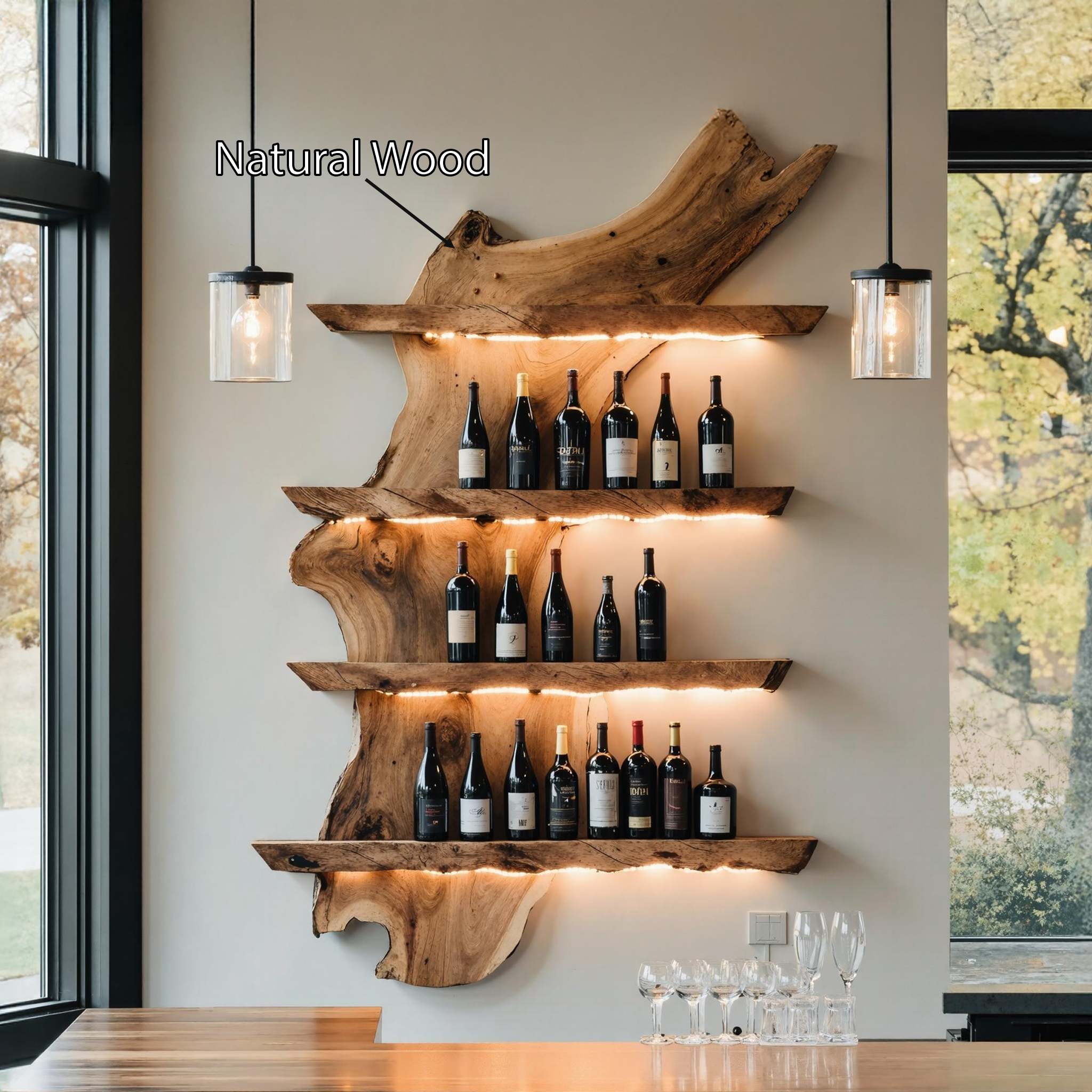 Mid Century Wine Rack For Kitchen Bar Wall Shelf SILDTTRWH025