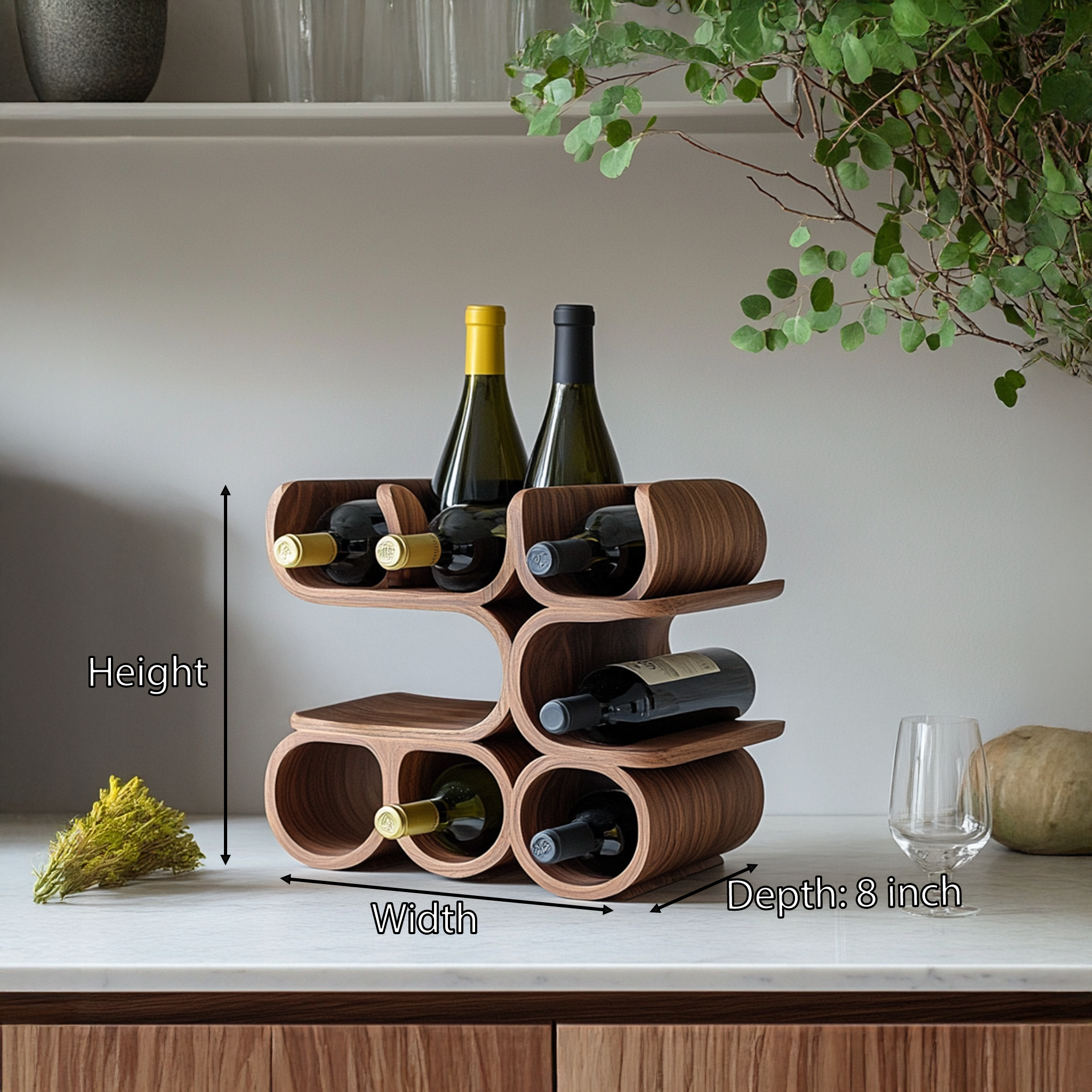 Mid Century Wine Holder For Kitchen Table Display SILDTTRWH009