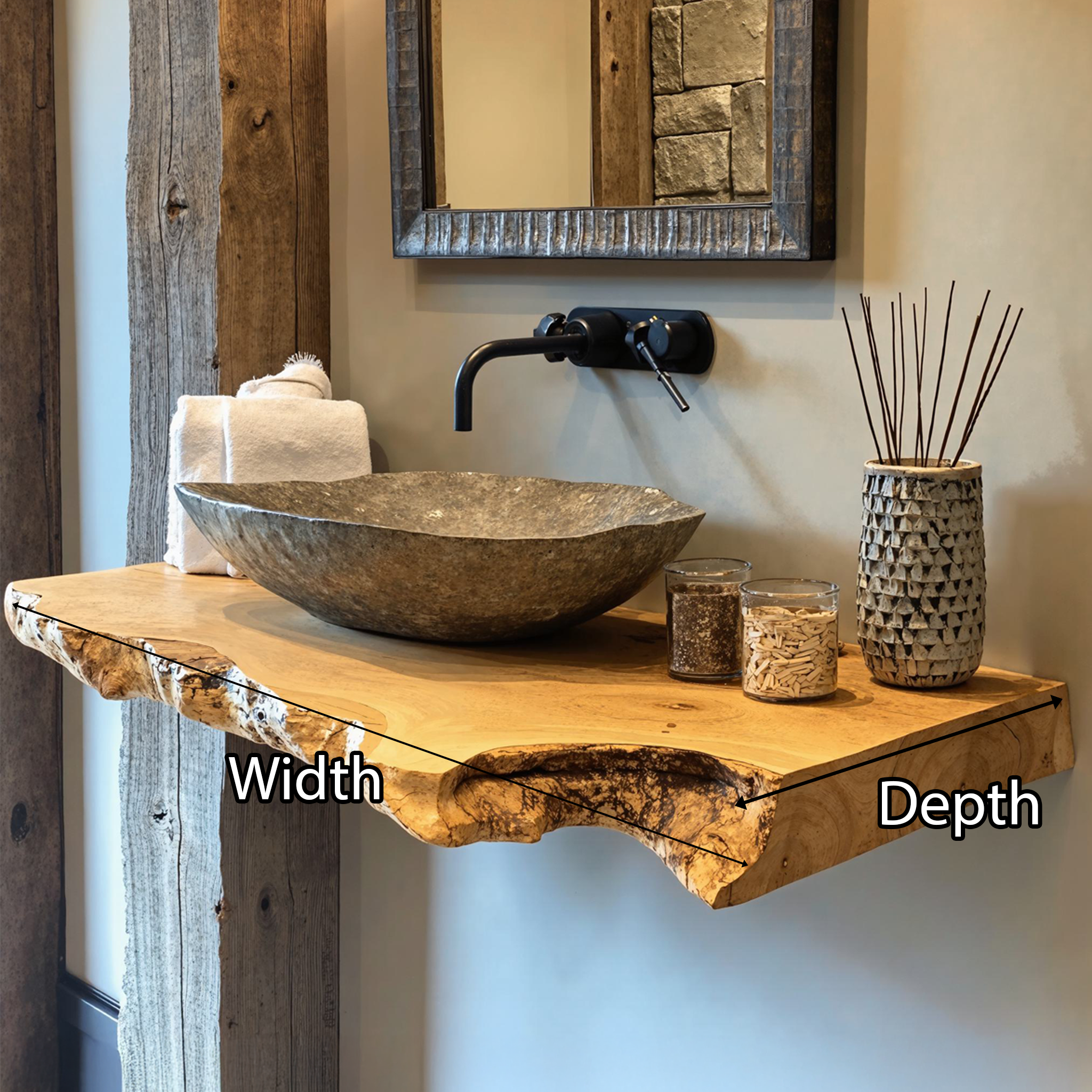 Rustic Floating Bathroom Vanity Shelf SILDTBRV042