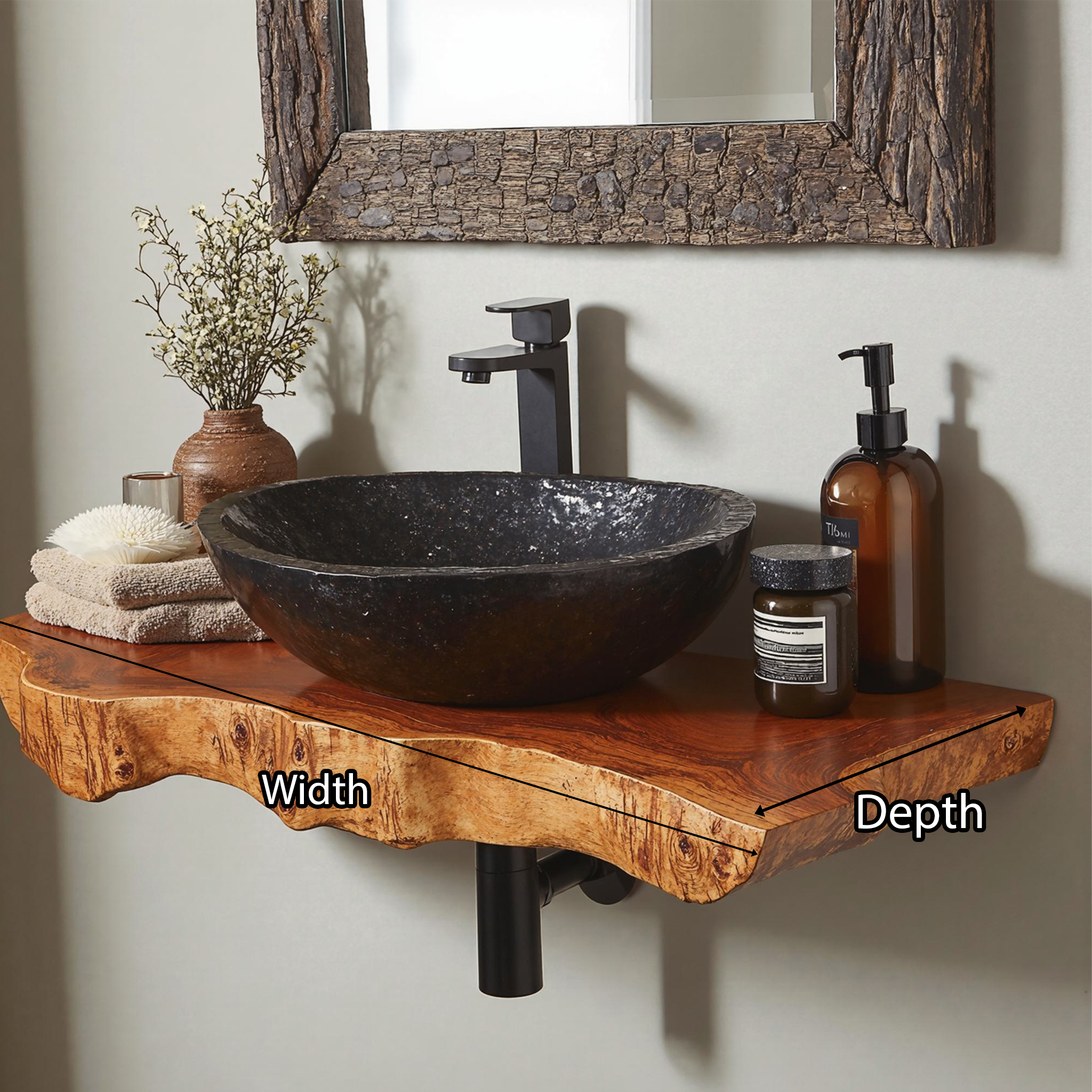 Floating Edge Bathroom Wood Shelf SILDTBRV041