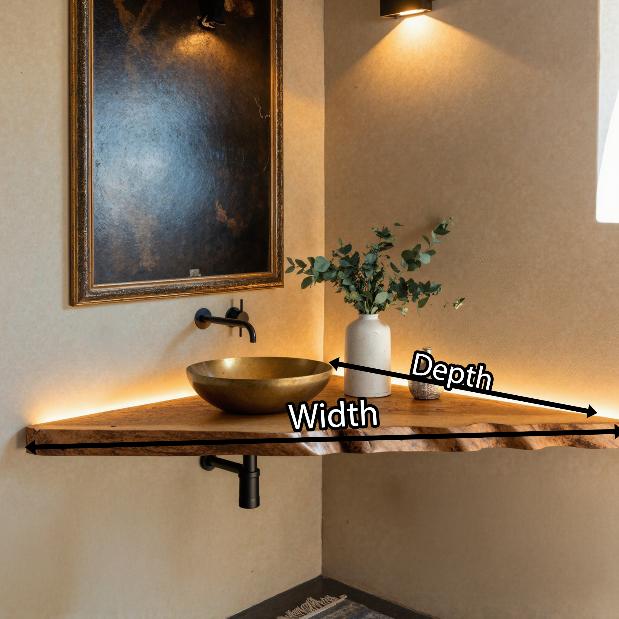 Natural Wood Corner Bathroom Sink Vanity SILDTBRV058