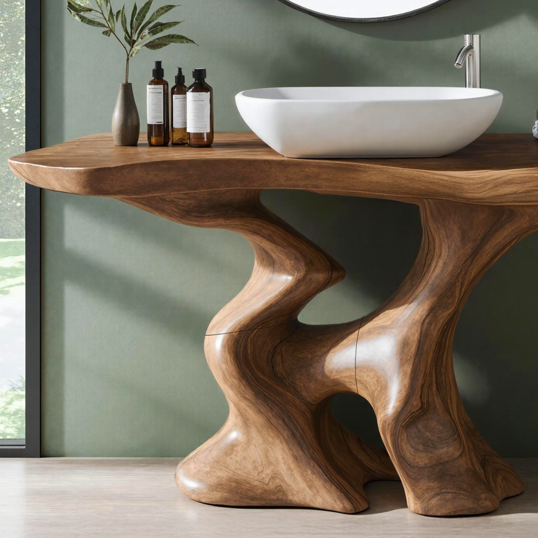 Mid Century Solid Vanity For Minimalist Bathroom SILDTTRBRV004