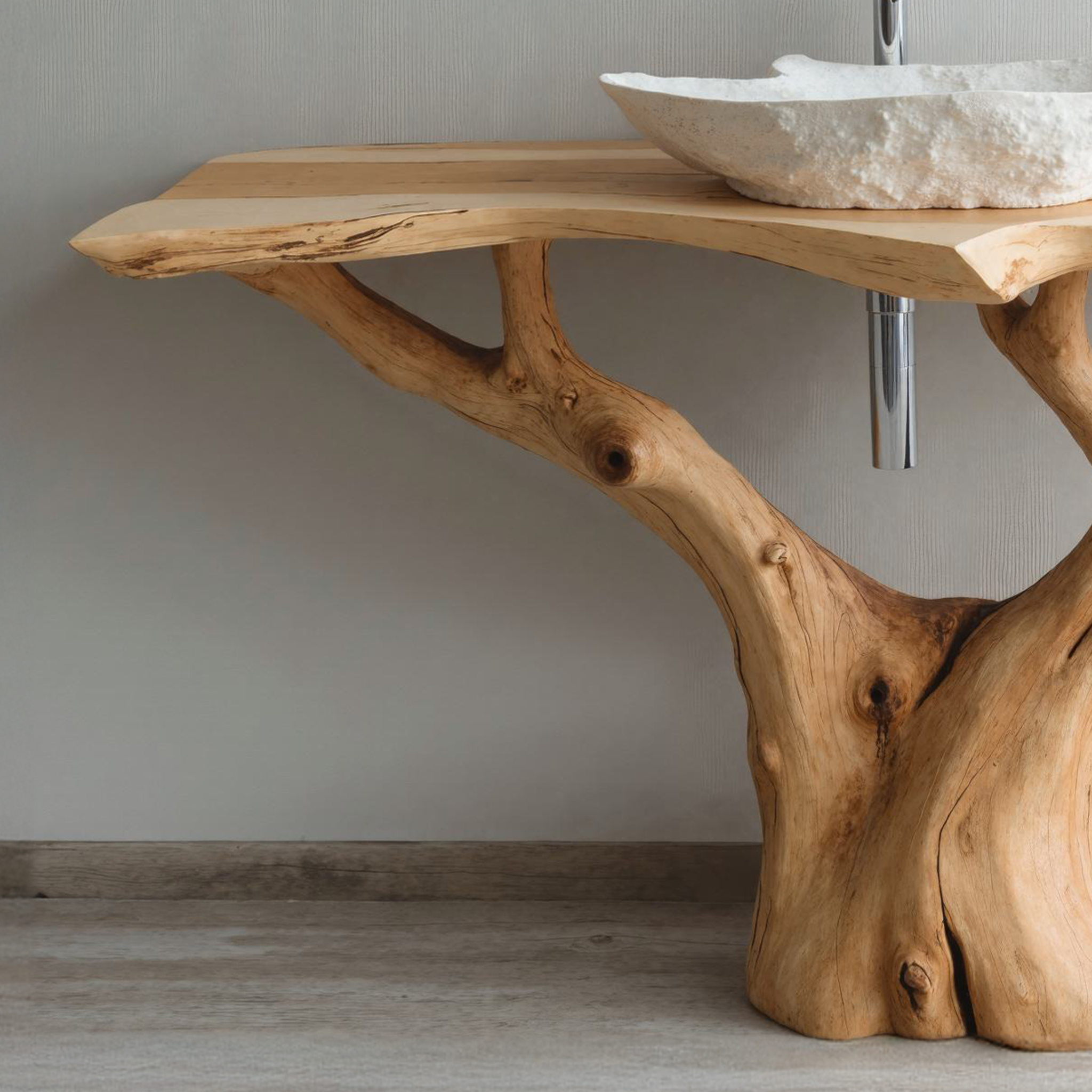 Rustic Wood Bathroom Vanity In Minimalist Design SILDTBRV108