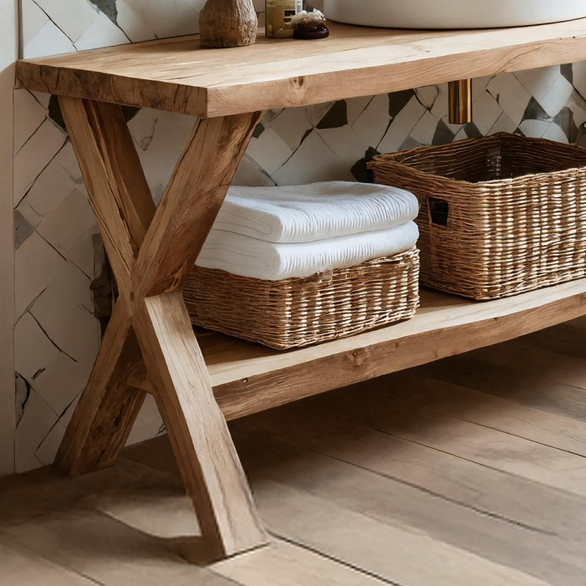 Rustic Wooden Vanity For Natural Bathroom Interiors SILDTTRBRV042