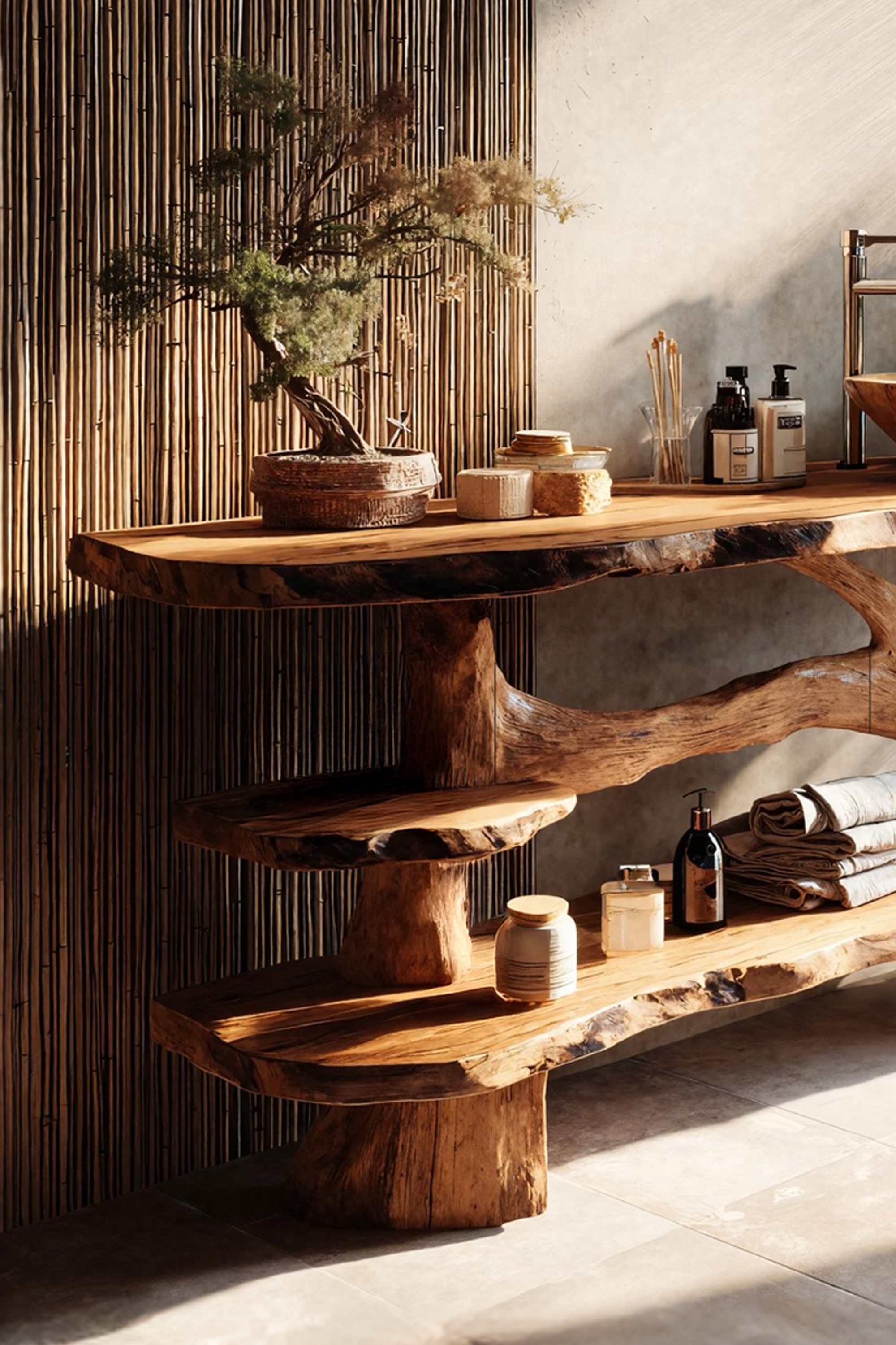 Modern Live Edge Tree Trunk Vanity For Classic Bathroom Interior Decor SILDTTRBRV093