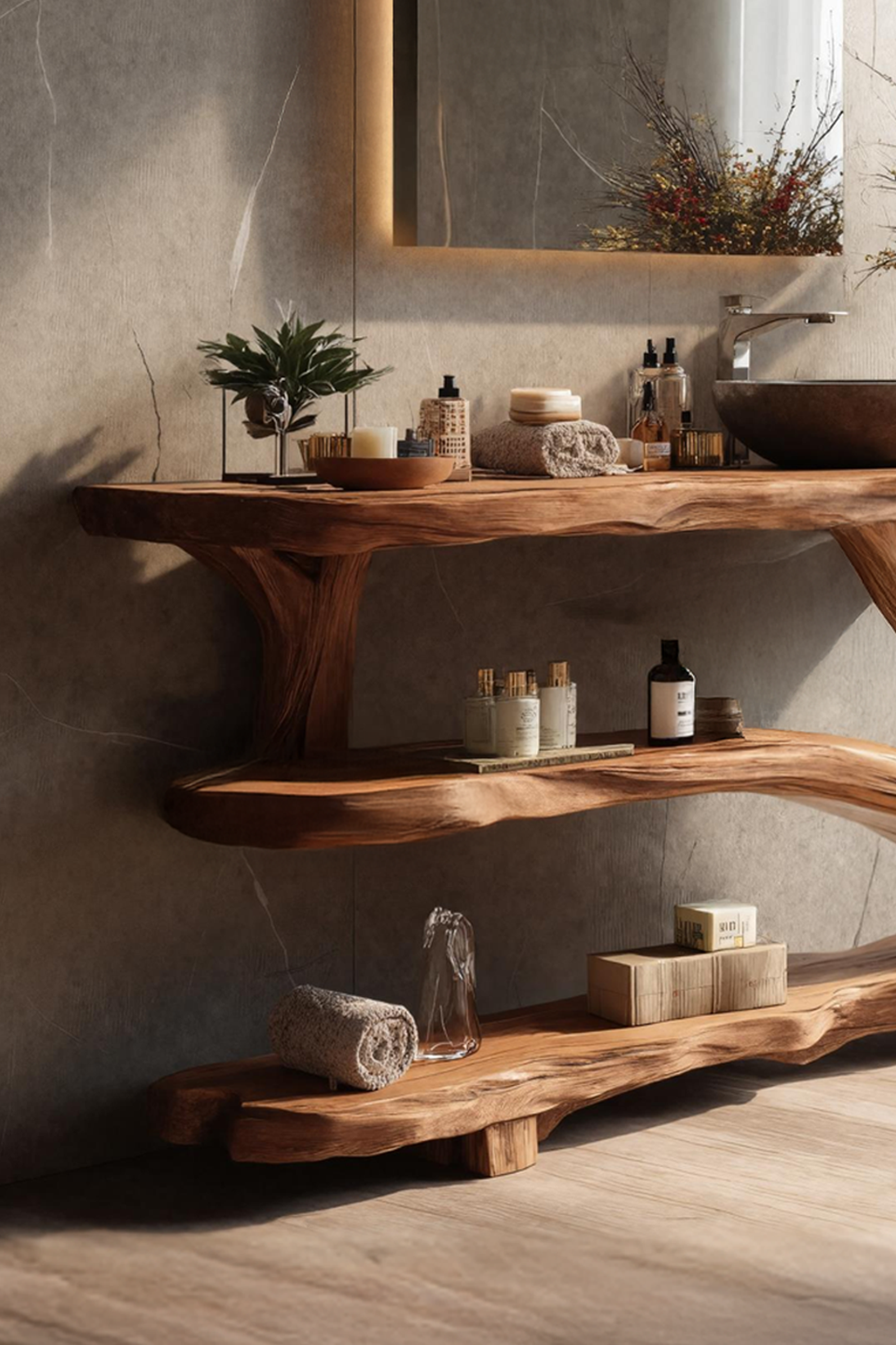 Handcrafted Live Edge Tree Trunk Vanity For Stylish Bathroom Home Furniture SILDTTRBRV065