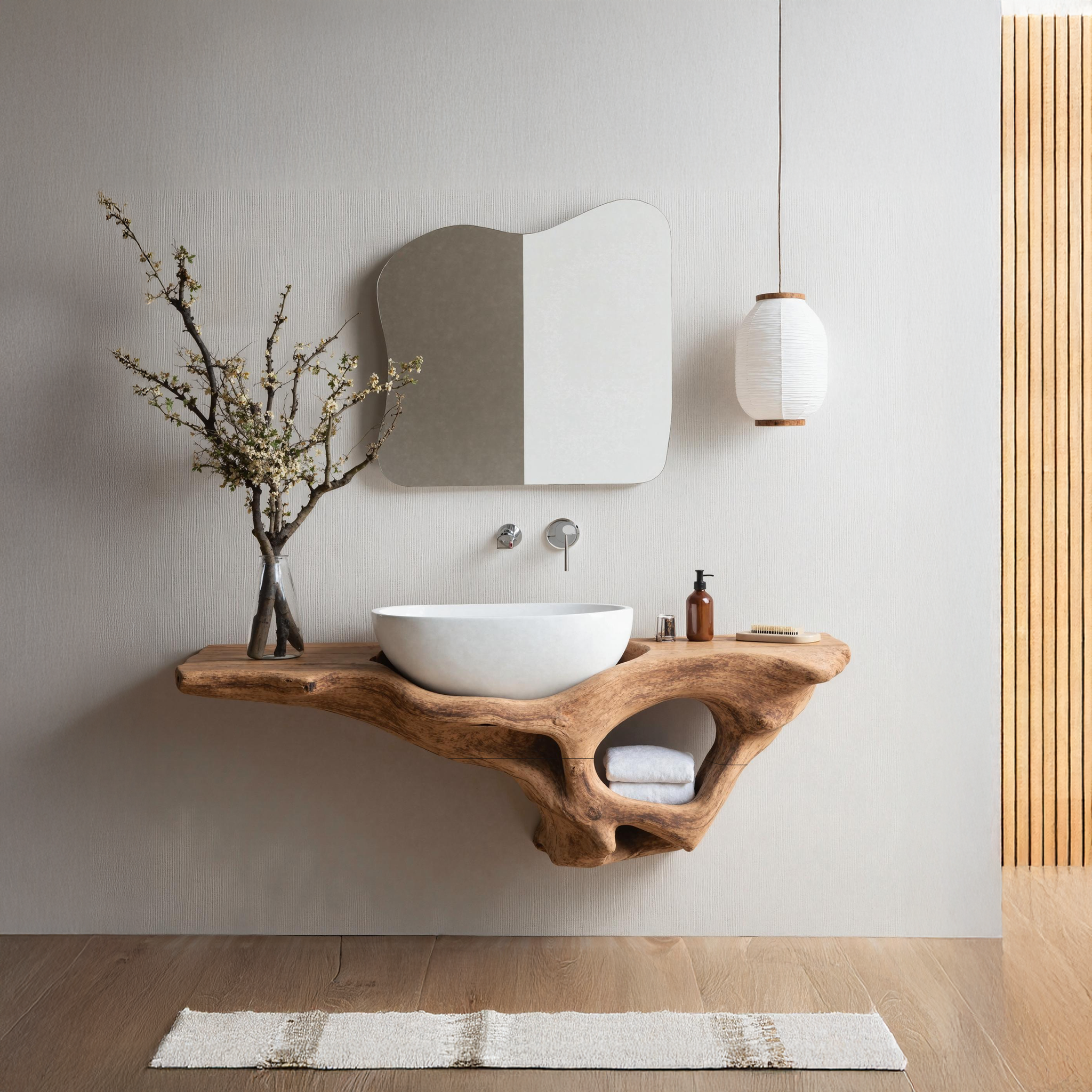 Mid Century Live Edge Vanity Bathroom Decor Accents SILDTTNBAS006