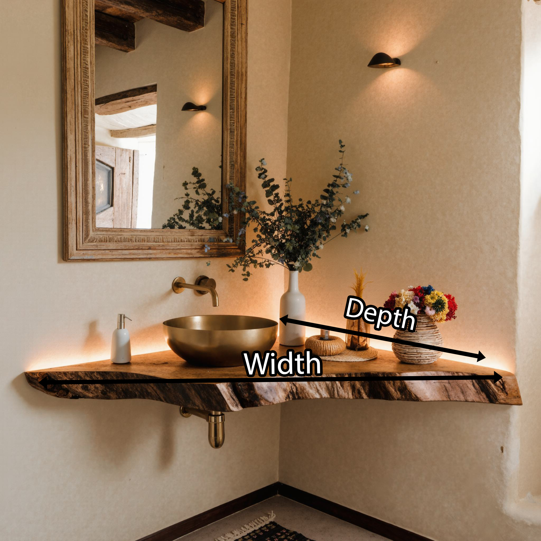 Wooden Corner Bathroom Vanity Shelf SILDTBRV076