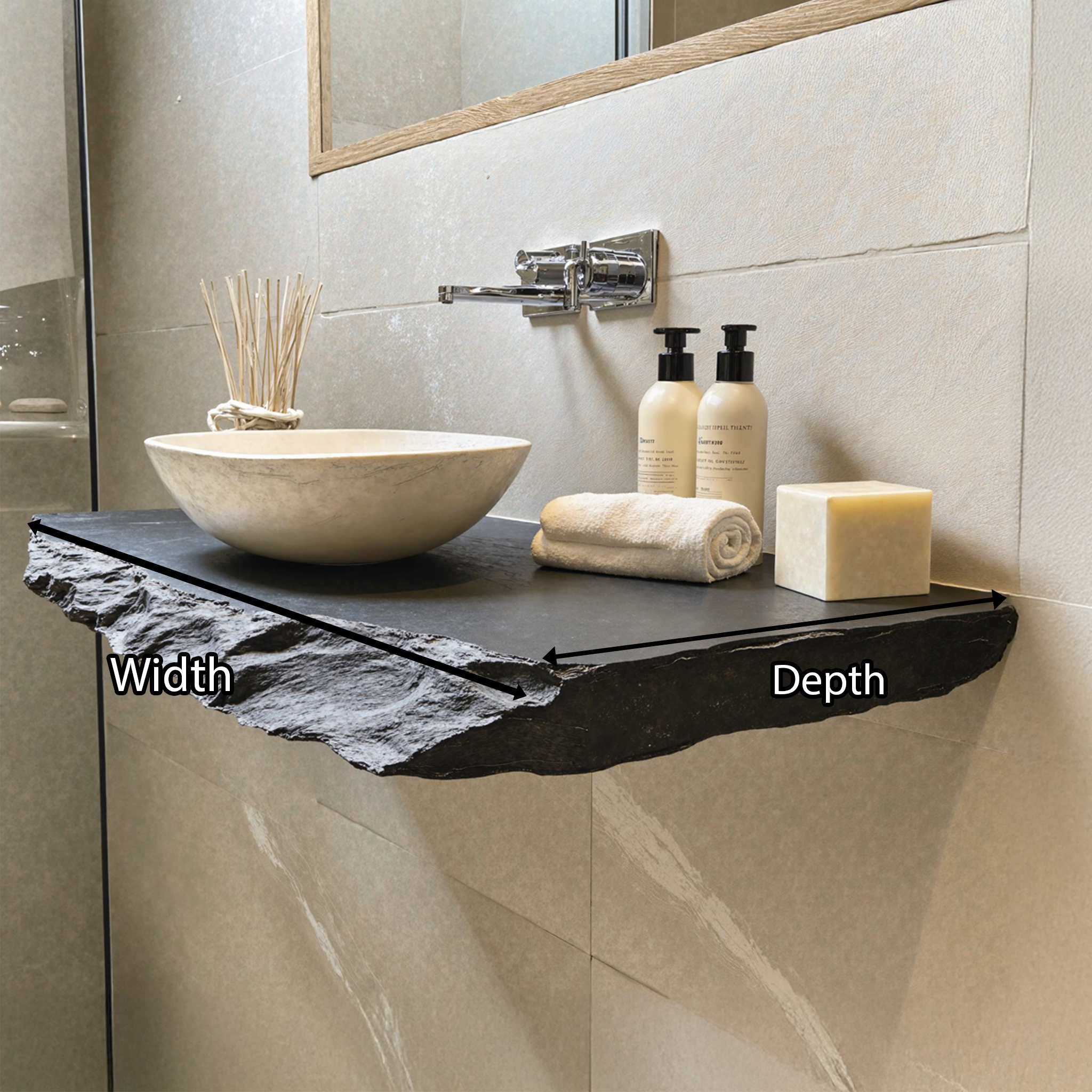 Rustic Wood Bathroom Vanity Shelf SILDTBRV035