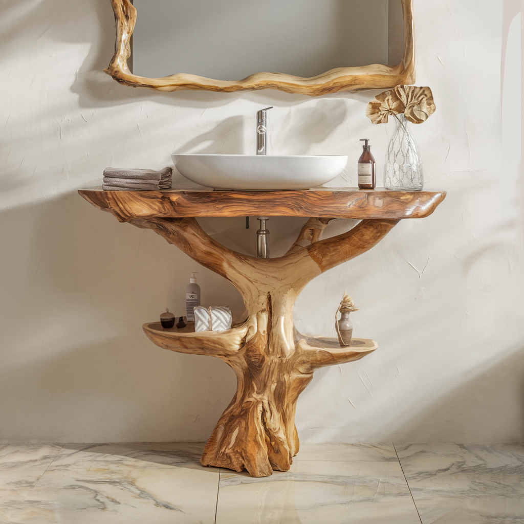 Handcrafted Wood Vanity Bathroom SILDTBRV007