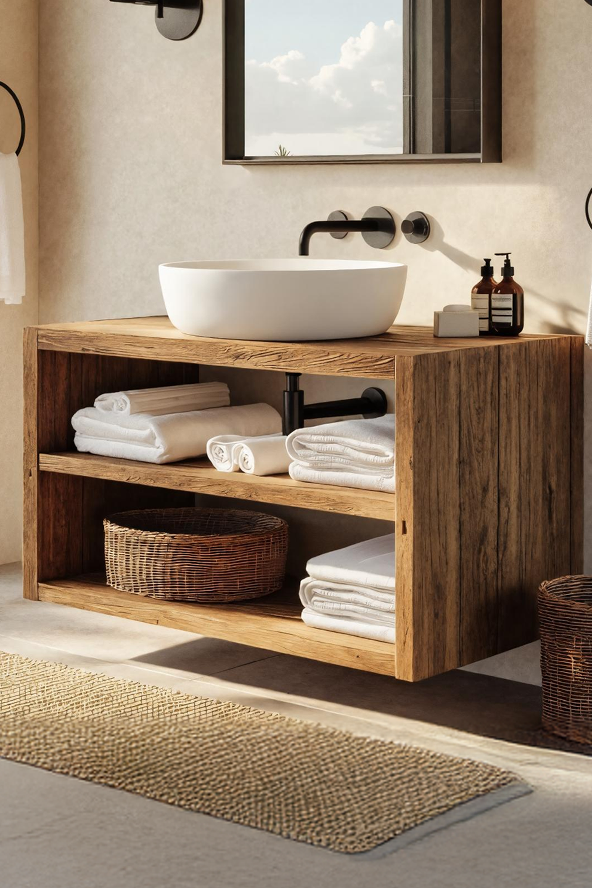 Wooden Bathroom Storage Cabinet For Rustic Decor Vibe SILDTTRBRV049