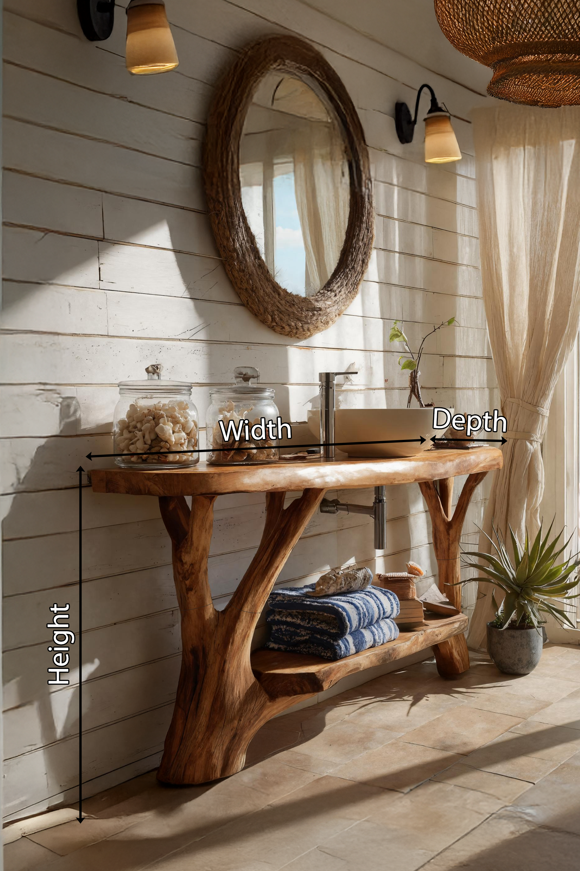 Mid Century Handcrafted Solid Wood Vanity For Bathroom Furniture SILDTTNBRV025