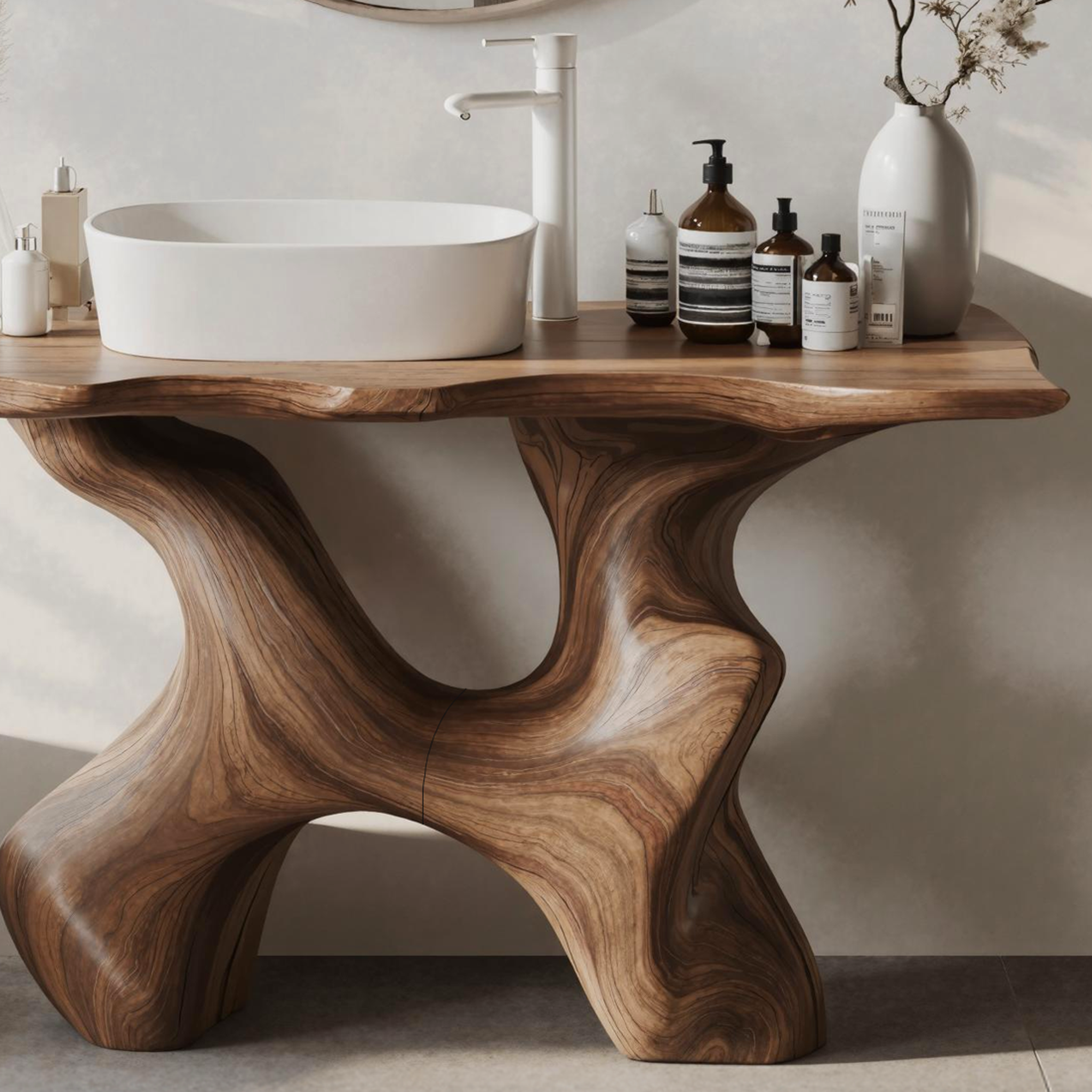 Rustic Solid Wood Vanity For Handmade Bathroom Look SILDTTRBRV007
