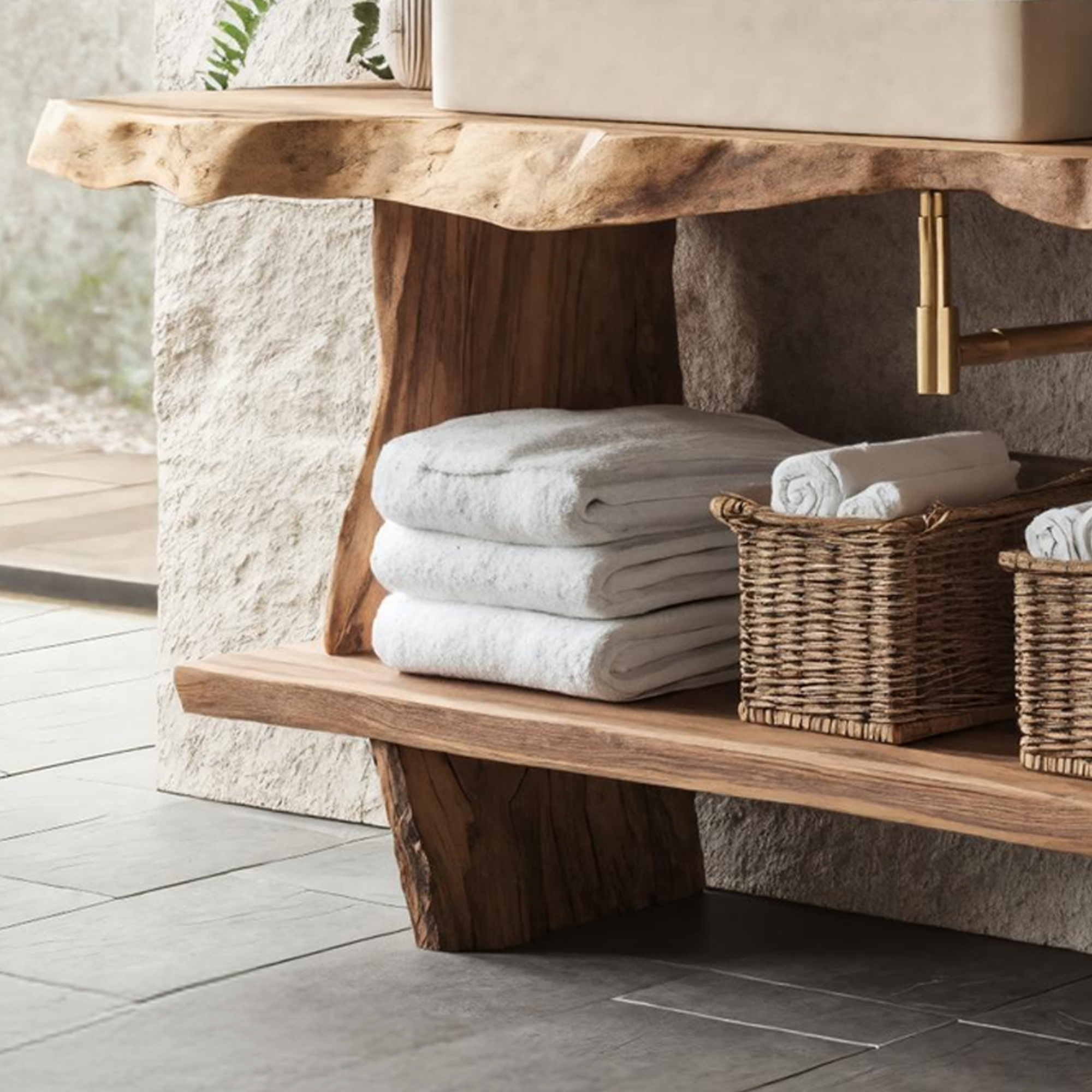 Bathroom Furniture Rustic Vanity With Live Edge Top SILDTTRBRV054