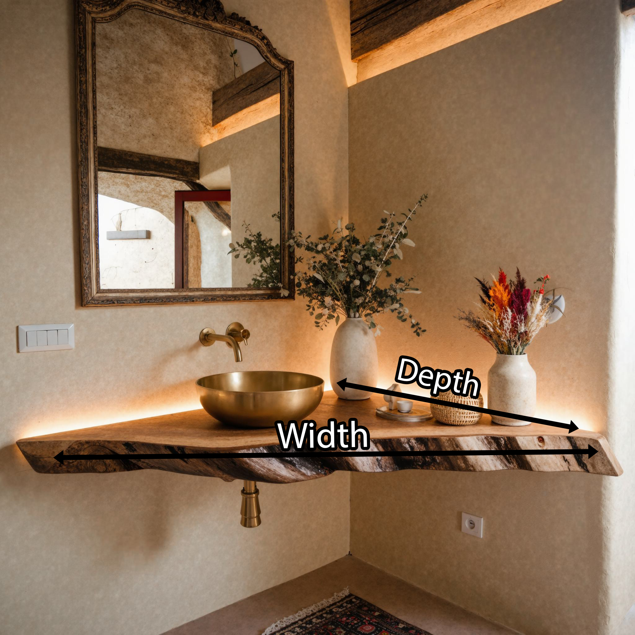 Wooden Corner Bathroom Floating Shelf SILDTBRV077