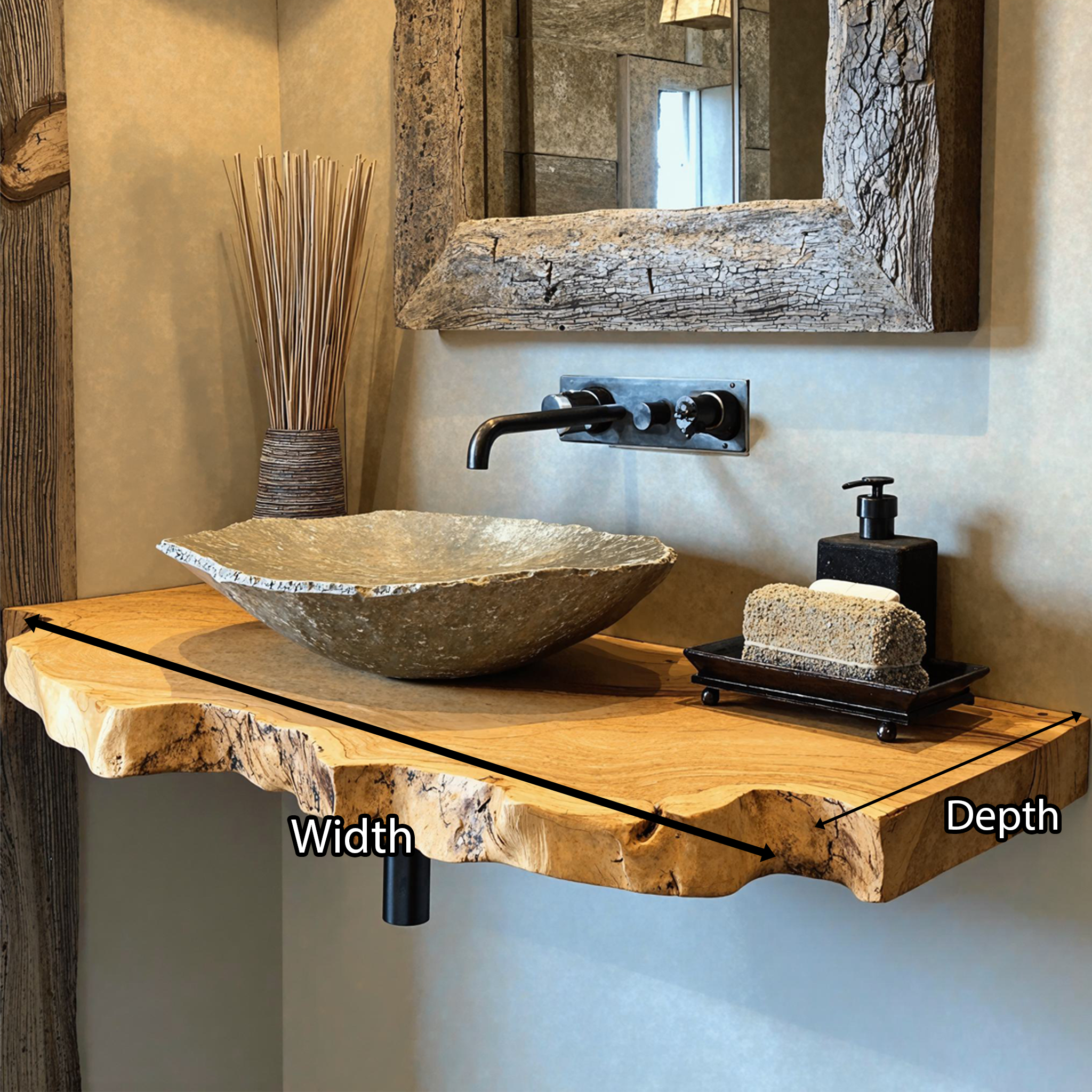 Floating Wood Bathroom Sink Shelf SILDTBRV033