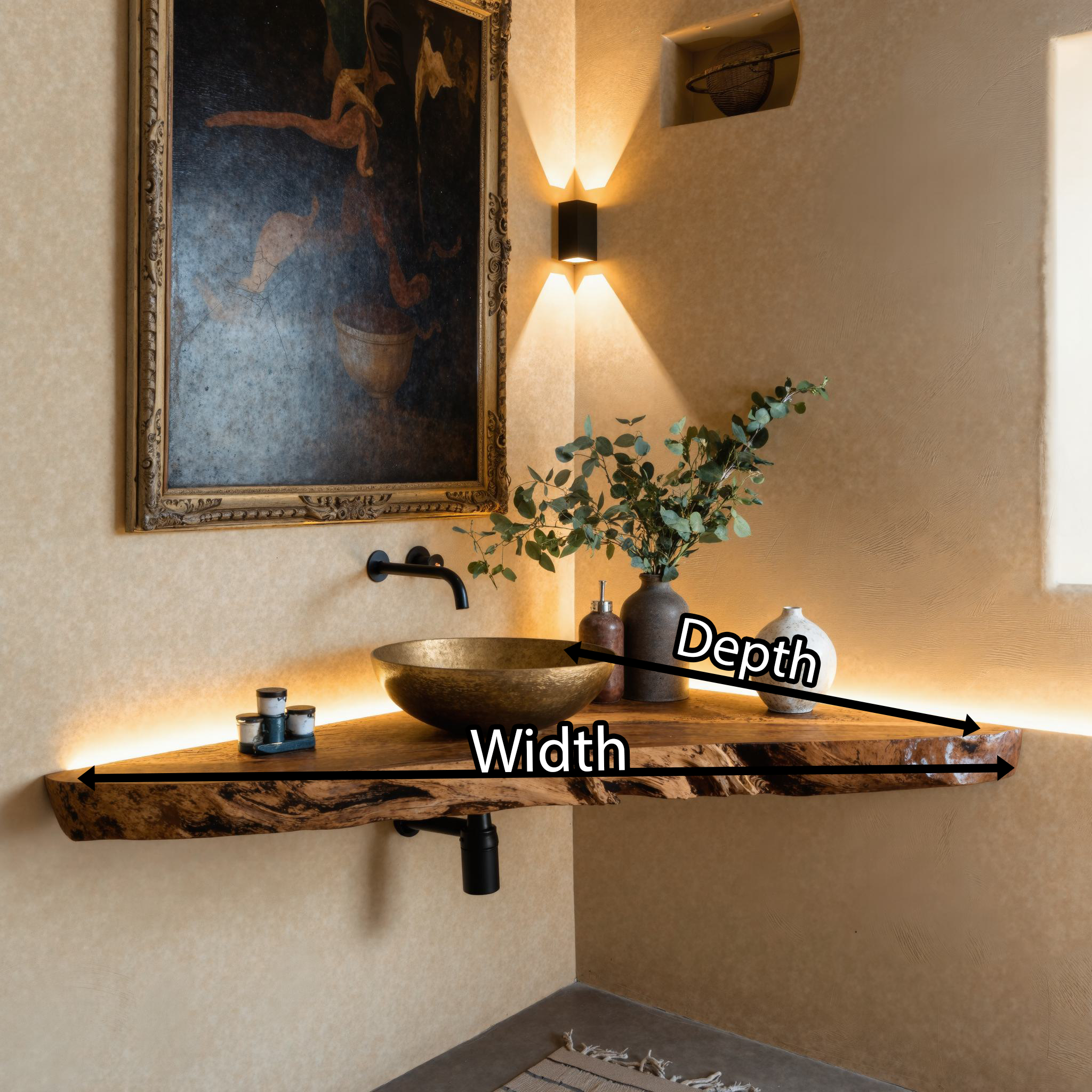 Wooden Bathroom Corner Vanity Shelf SILDTBRV080