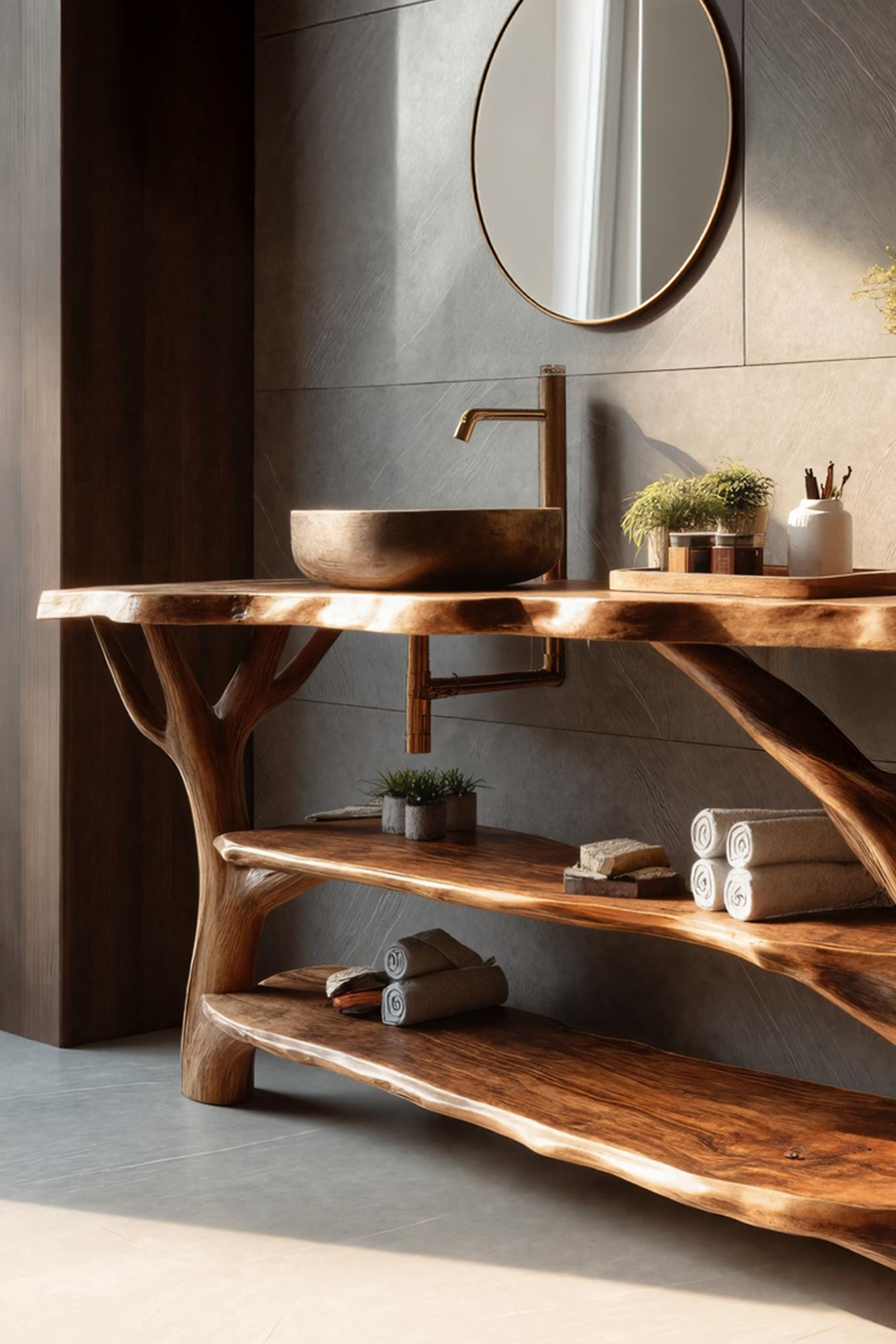 Farmhouse Wooden Live Edge Bathroom Vanity For Farmhouse Home Bathroom SILDTTRBRV067