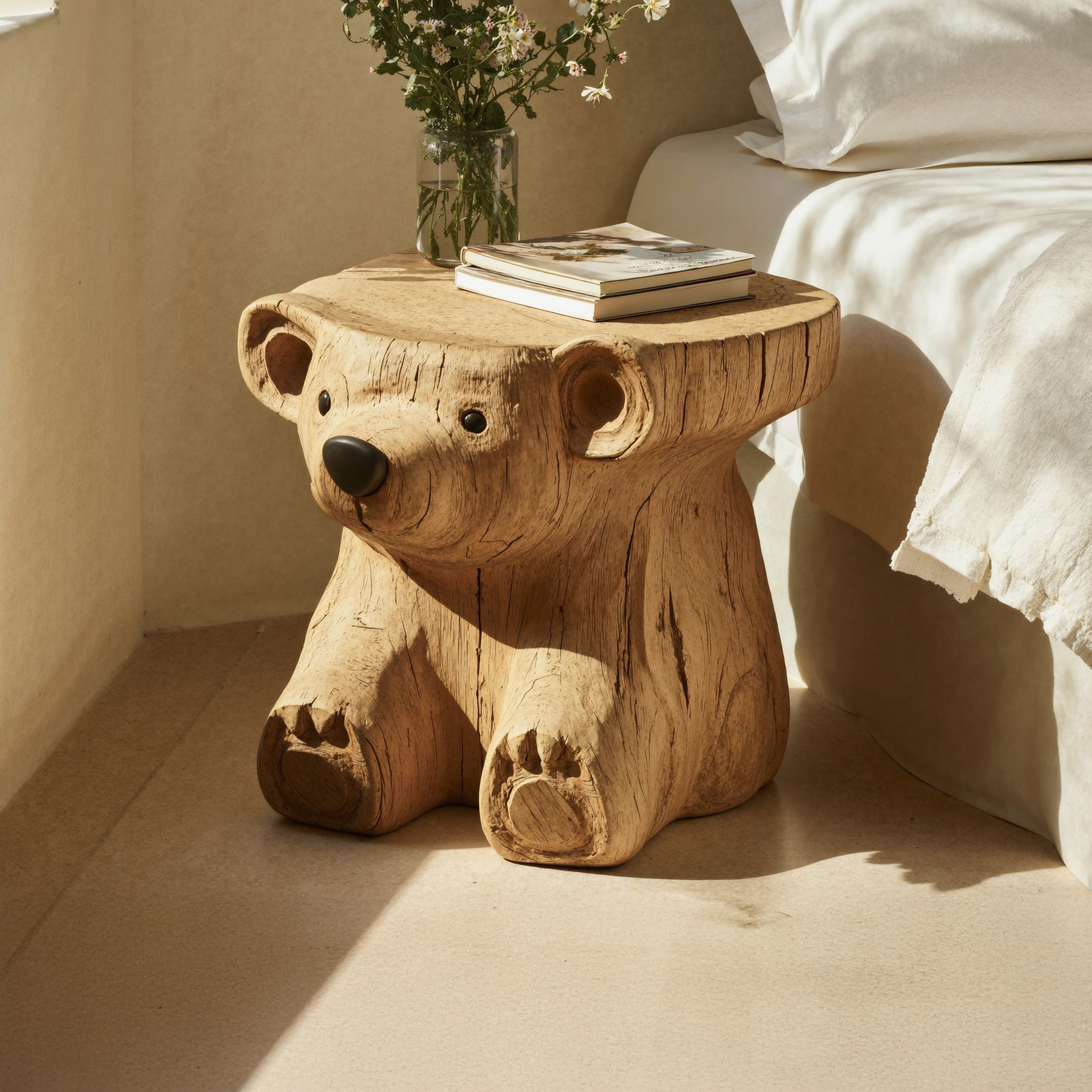 Rustic Wood End Table Bear End Table SILDTEN074