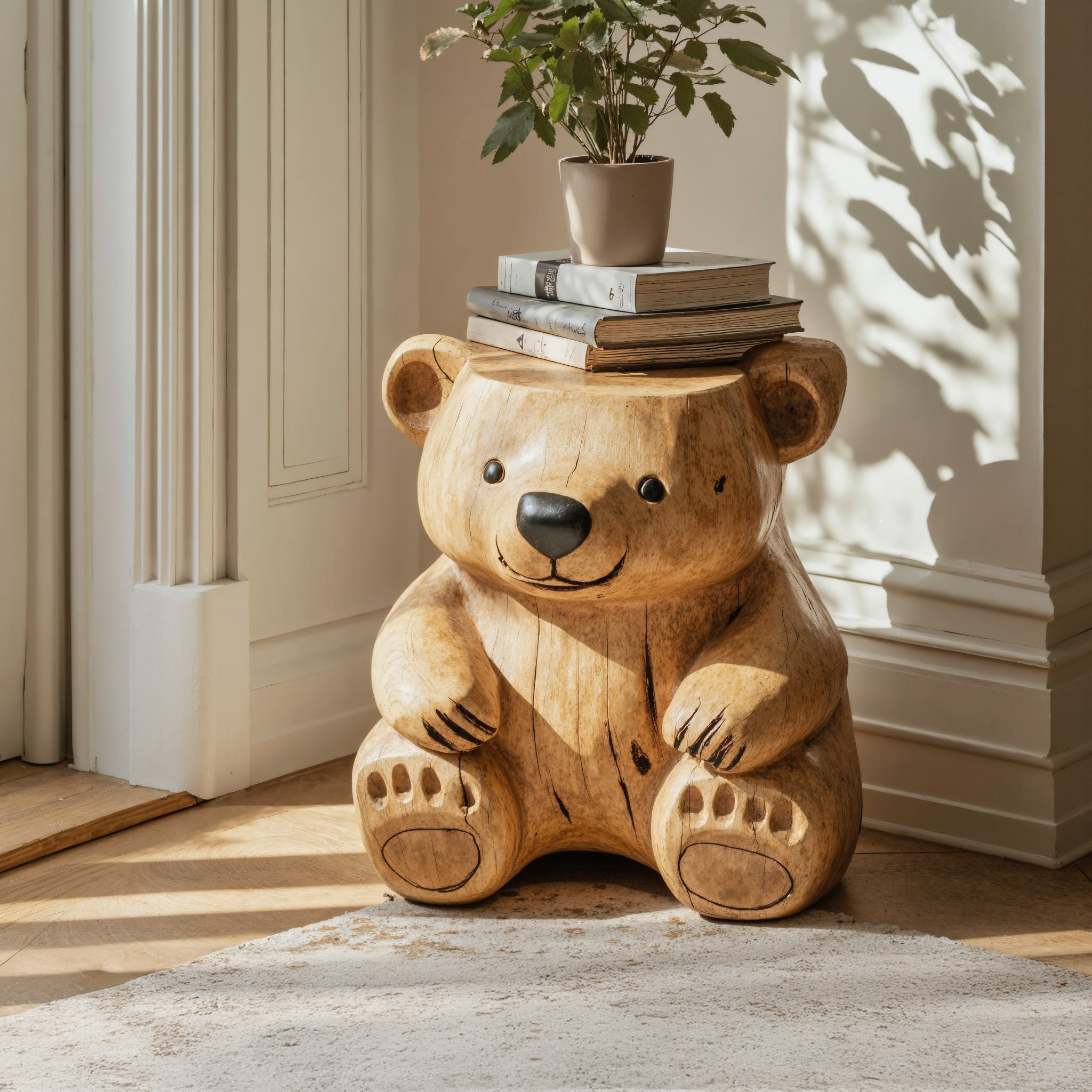 Handmade Wood Bear End Table Side Table SILDTEN081