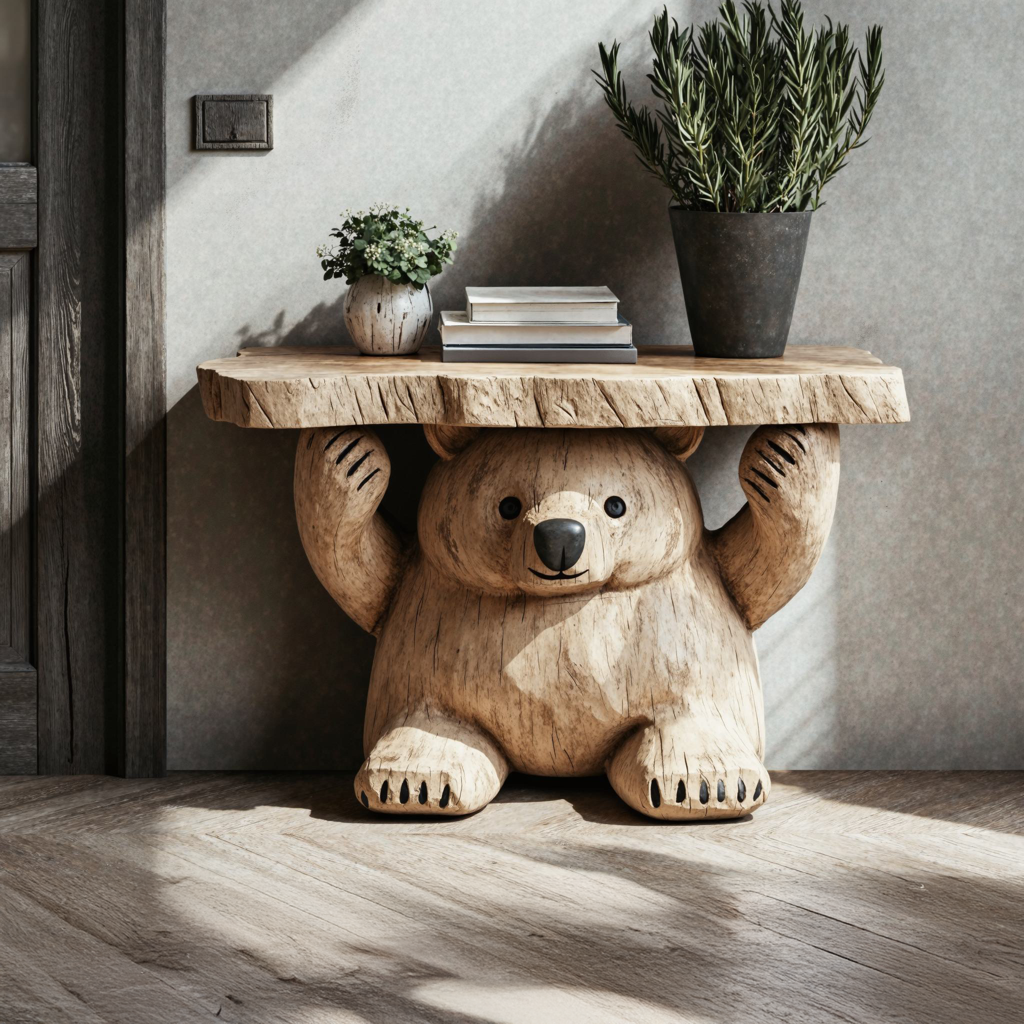Handcrafted End Table Wood Bear End Table SILDTEN070