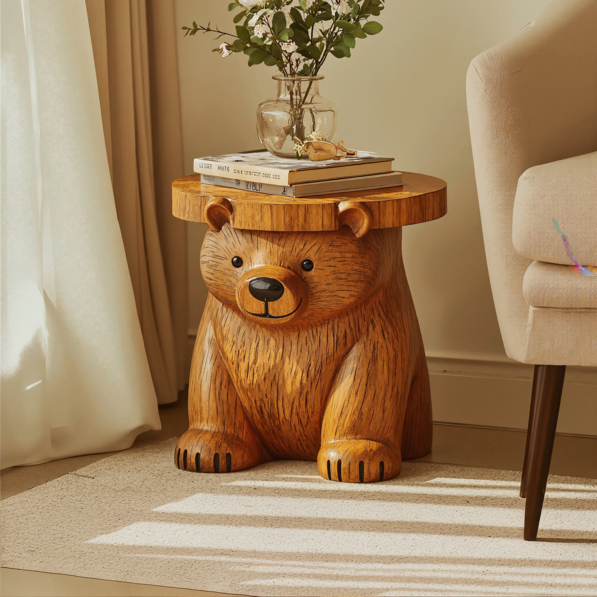 Wood End Table Bear End Table Home Decor SILDTEN066