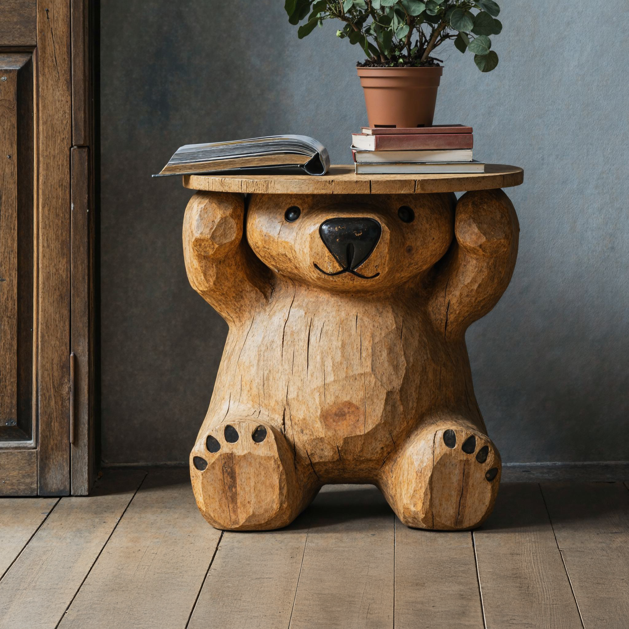 Wood Round End Table Bear End Table SILDTEN067
