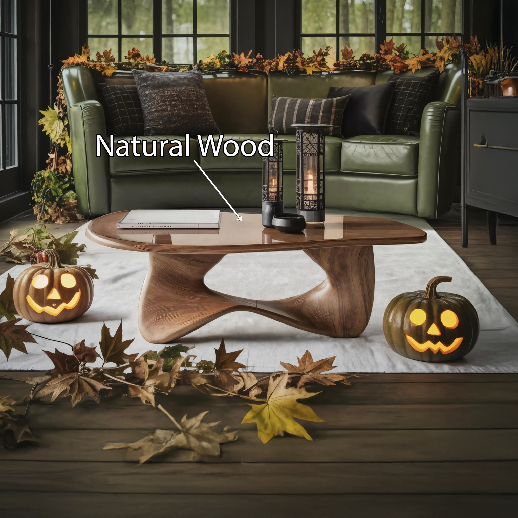 Mid Century Wooden Live Edge Coffee Table For Living Room Halloween Decor SILDTTNHCF001
