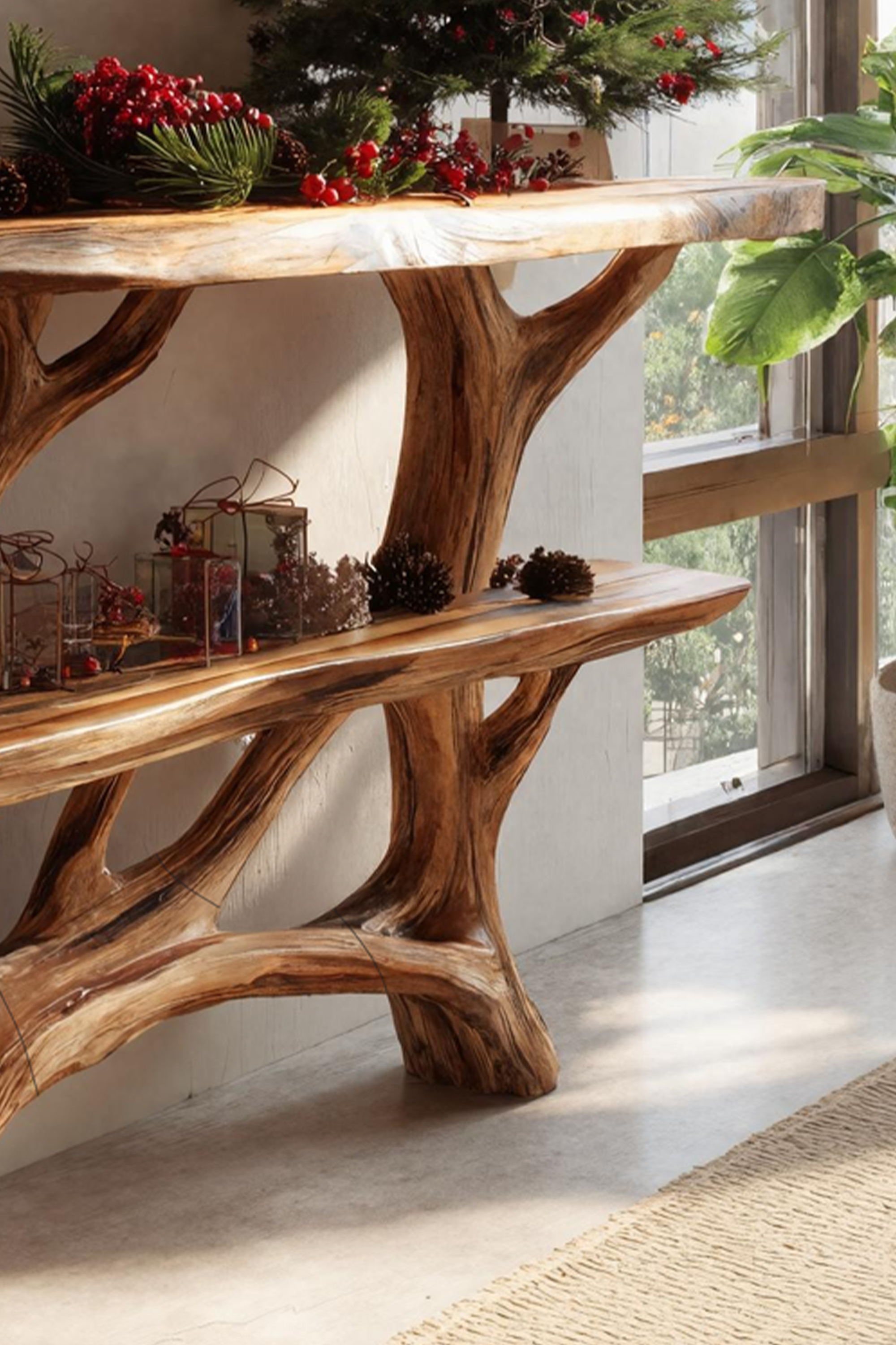 Modern Farmhouse Solid Wood Console Table For Holiday Living Room SILDTTNCSC017