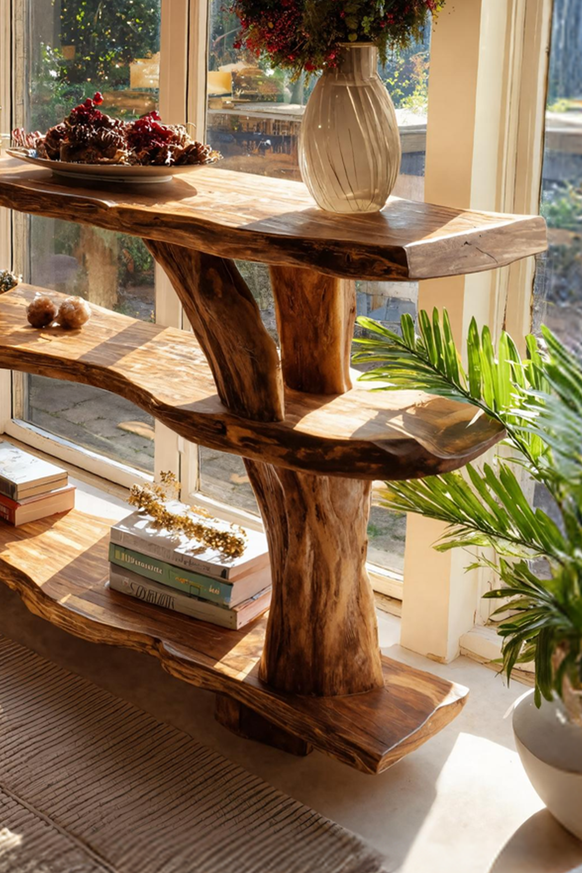 Rustic Wooden Live Edge Console Table For Christmas Furniture Accent SILDTTNCSC018